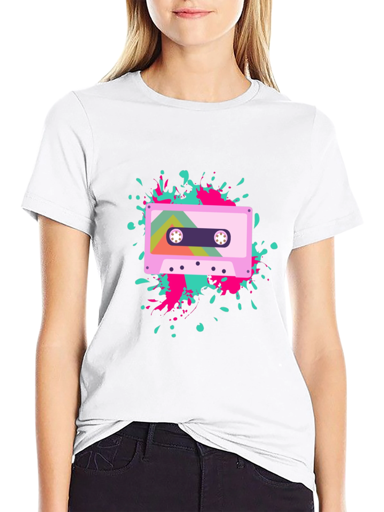 Retro Cassette Tape Graphic Tee - Black
