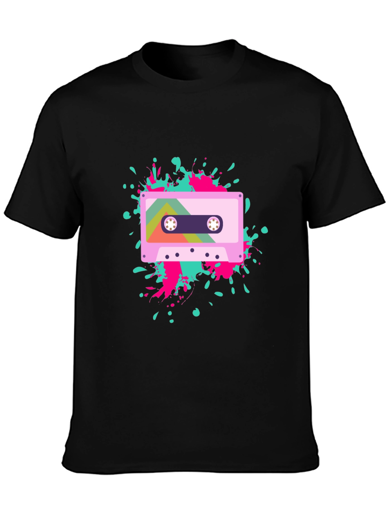 Retro Cassette Tape Graphic Tee - Black