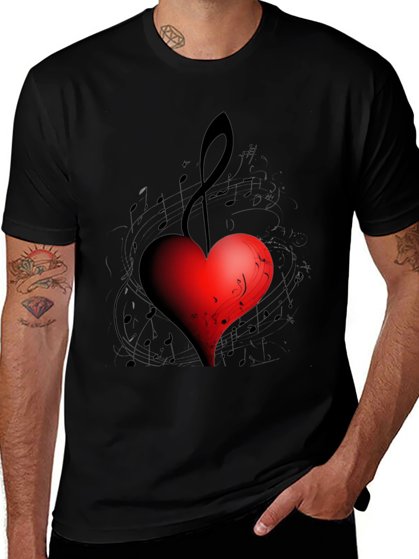 Musical Heart Black T-Shirt