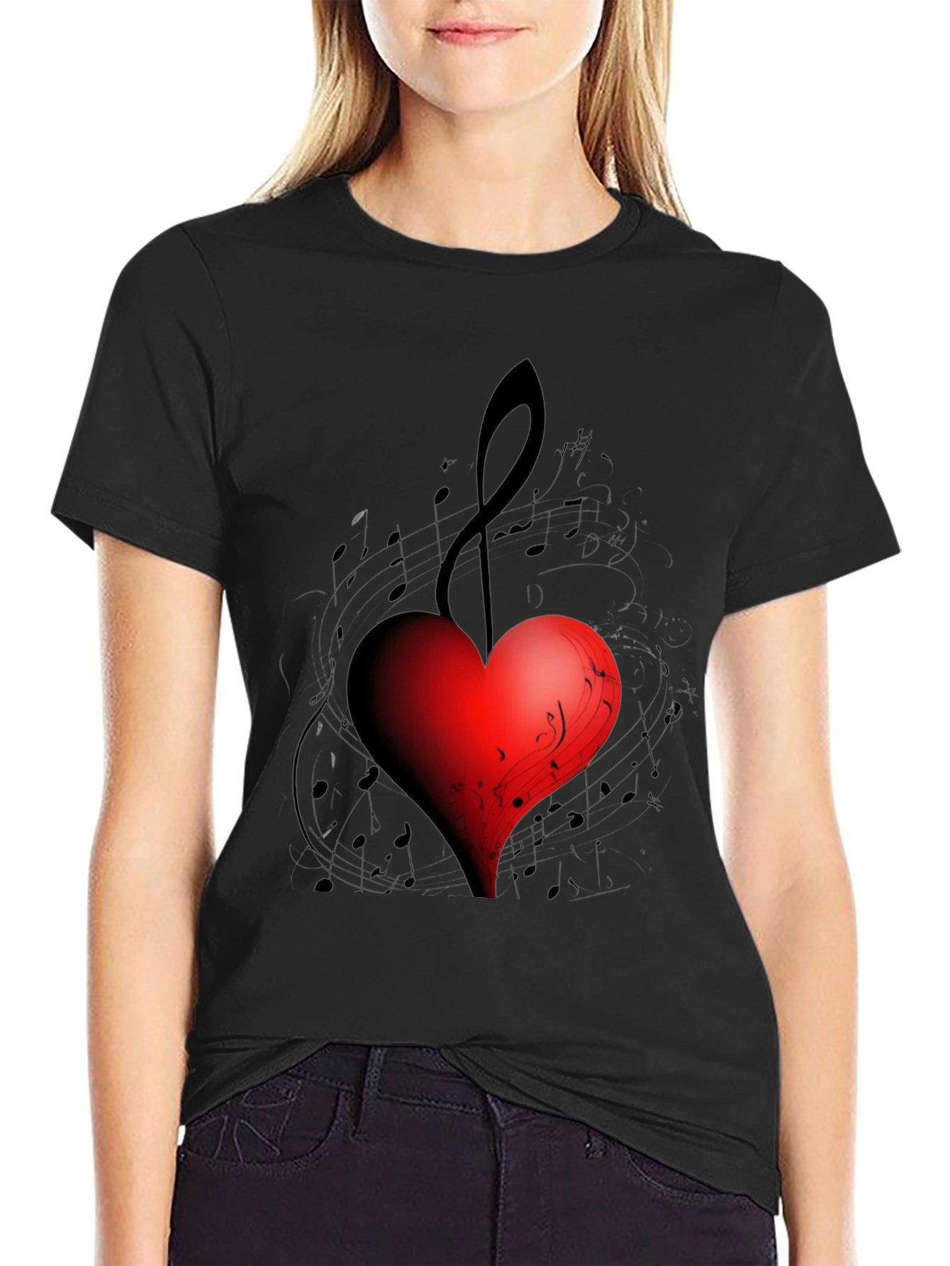 Musical Heart Black T-Shirt