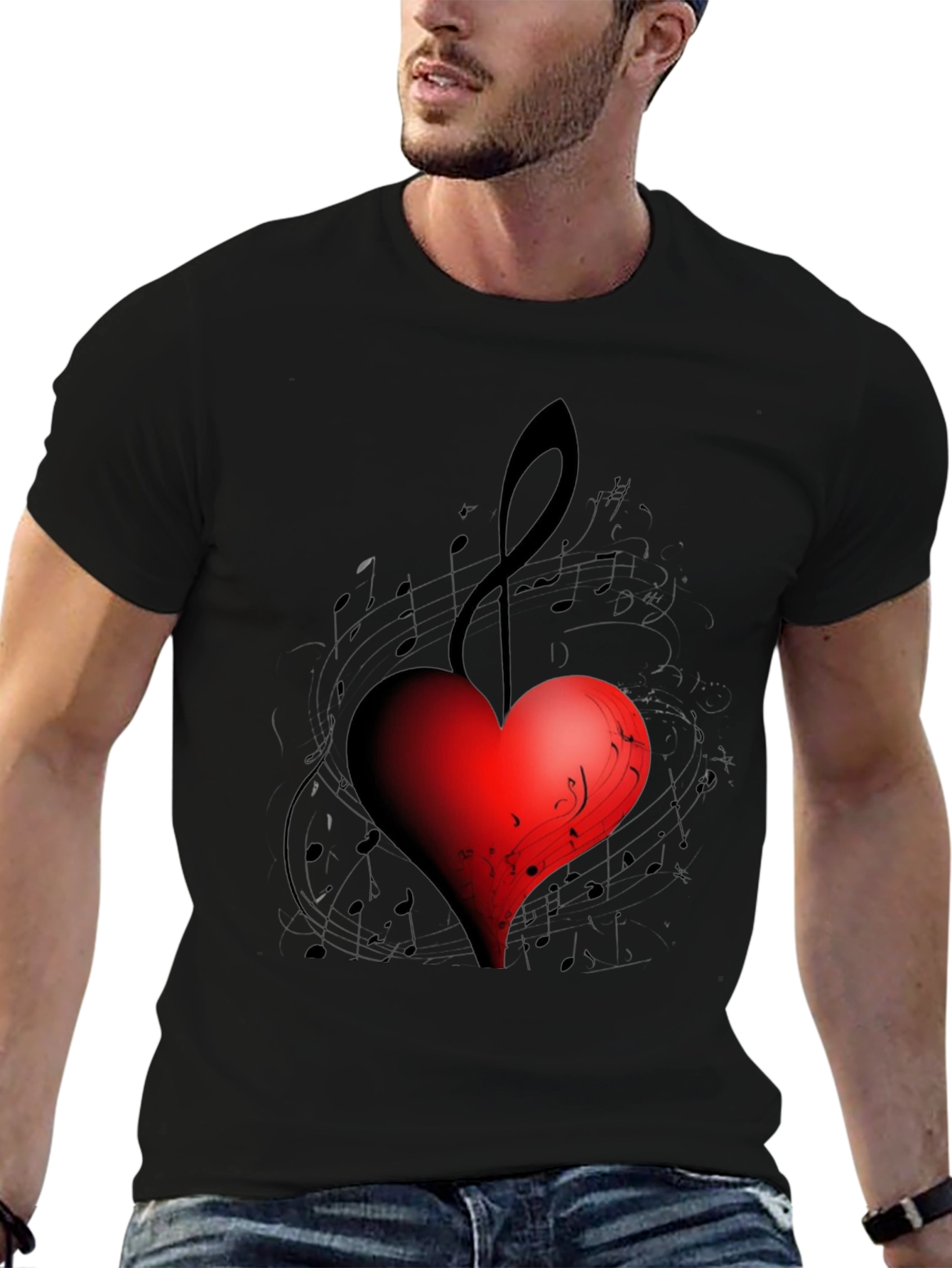 Musical Heart Black T-Shirt