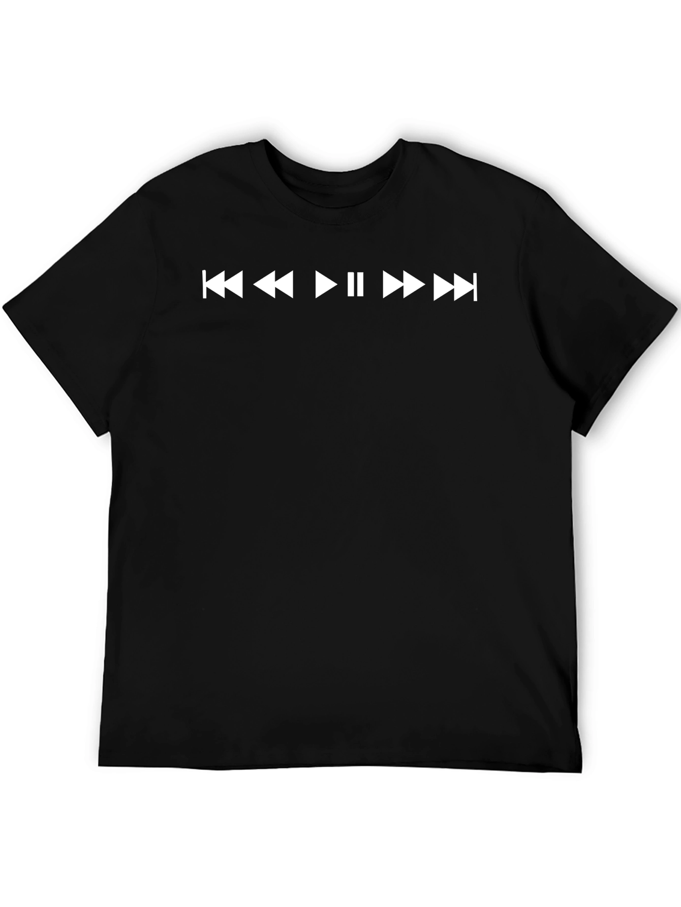 Music Player Button Graphic Tee - Black