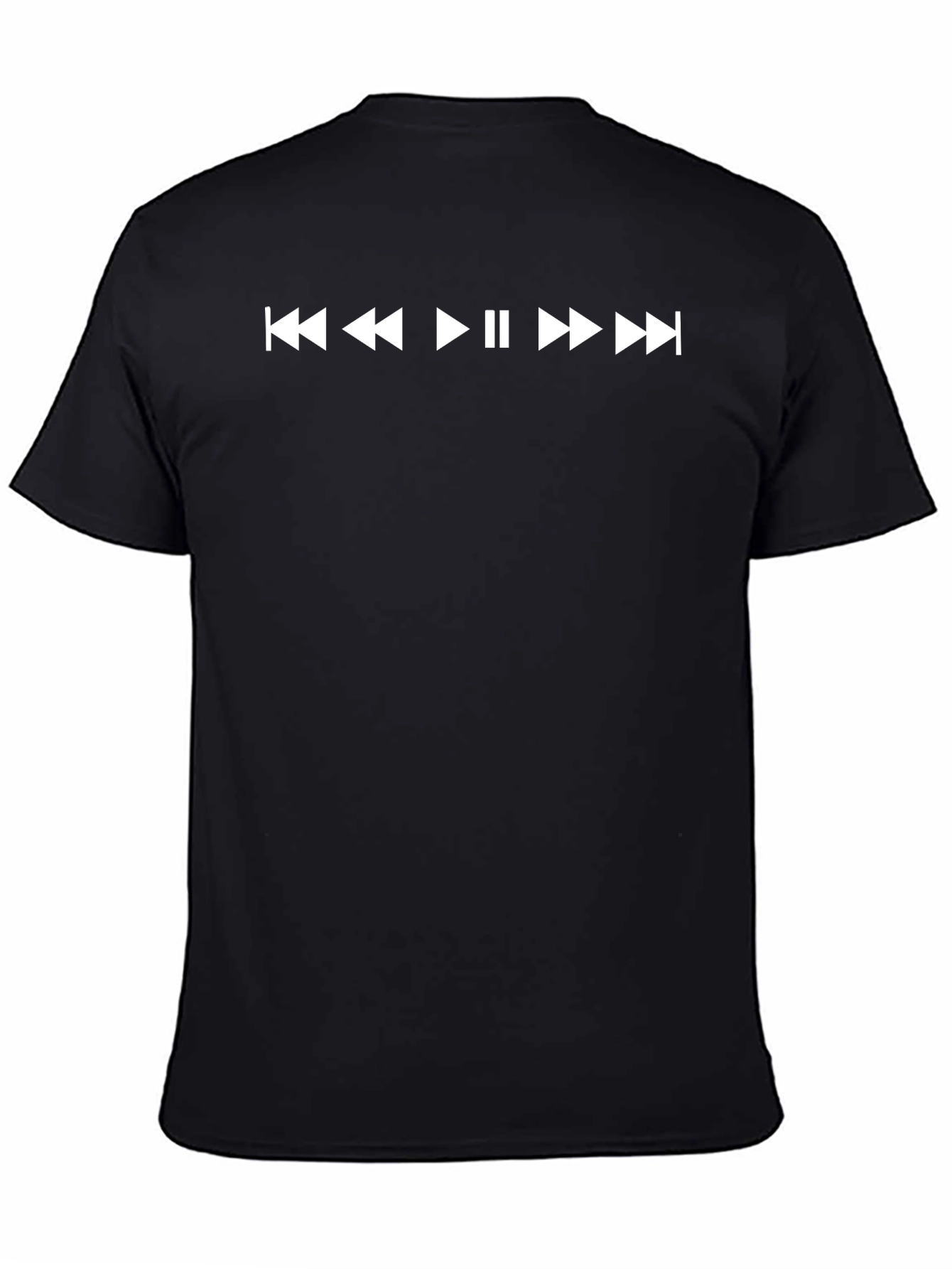 Music Player Button Graphic Tee - Black