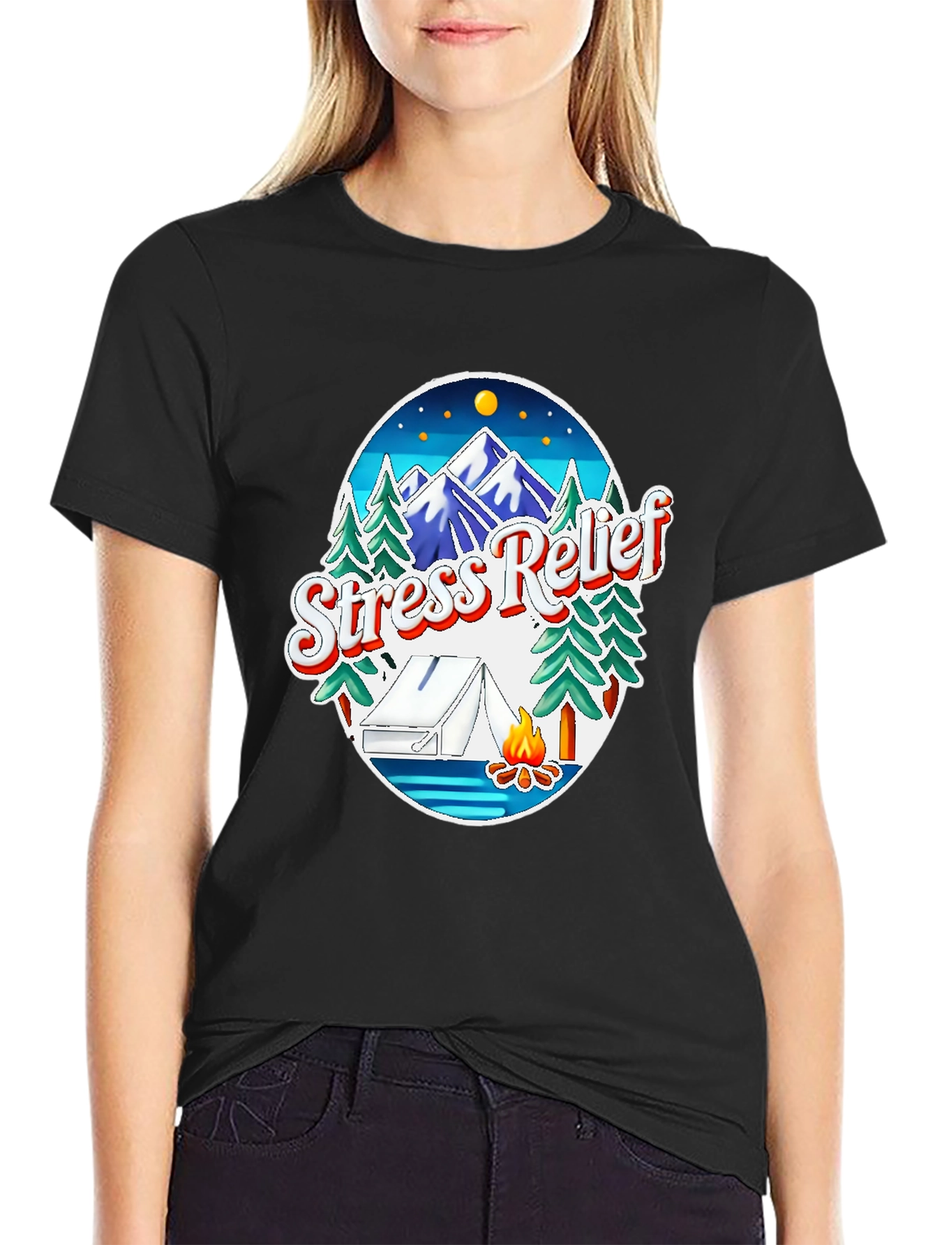 Stress Relief Camping Graphic Tee