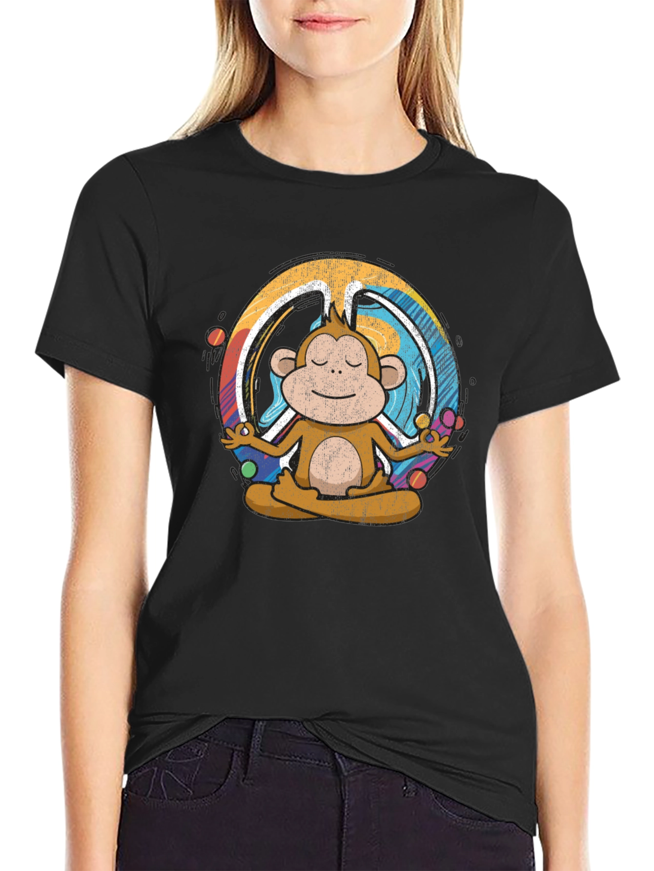 Meditating Monkey T-Shirt - Peace & Zen Style