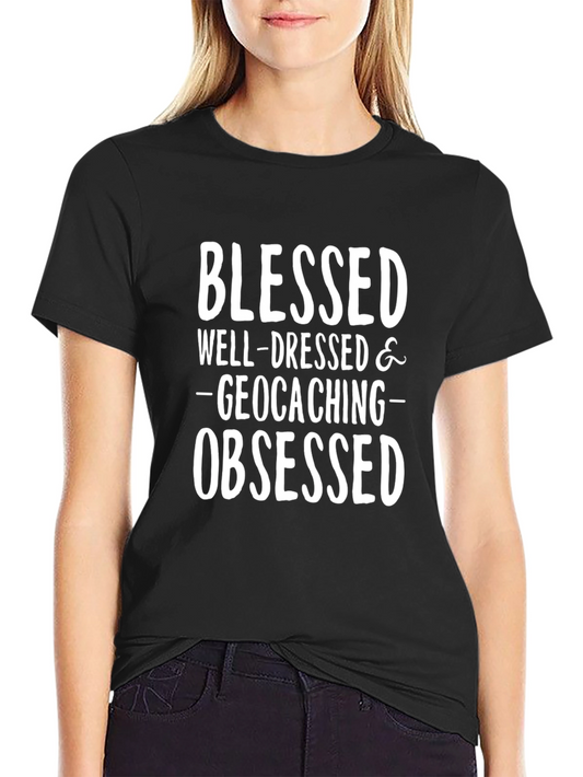 Blessed Geocaching Obsessed Black T-Shirt