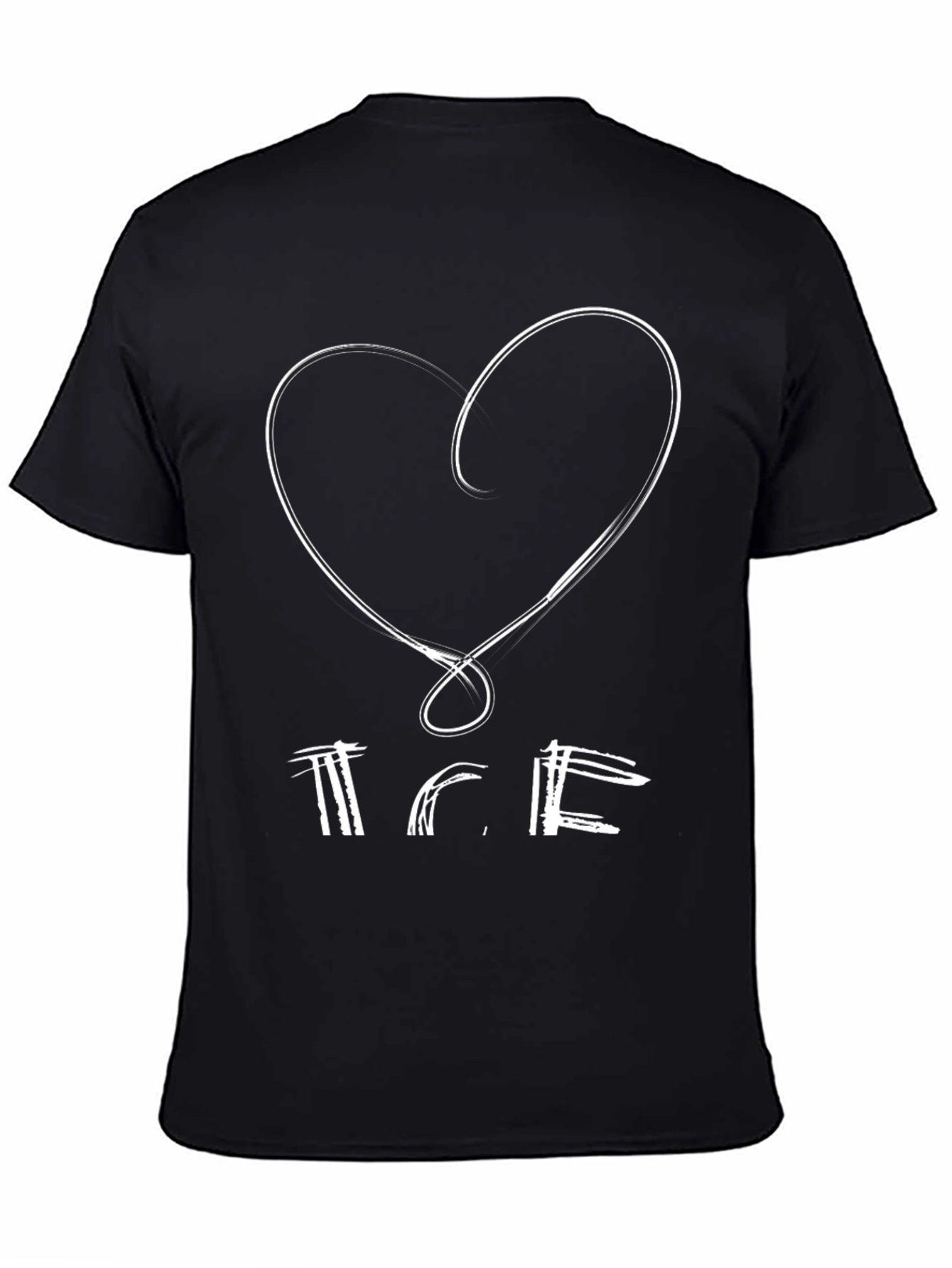 Heart & Text Print Black Graphic Tee