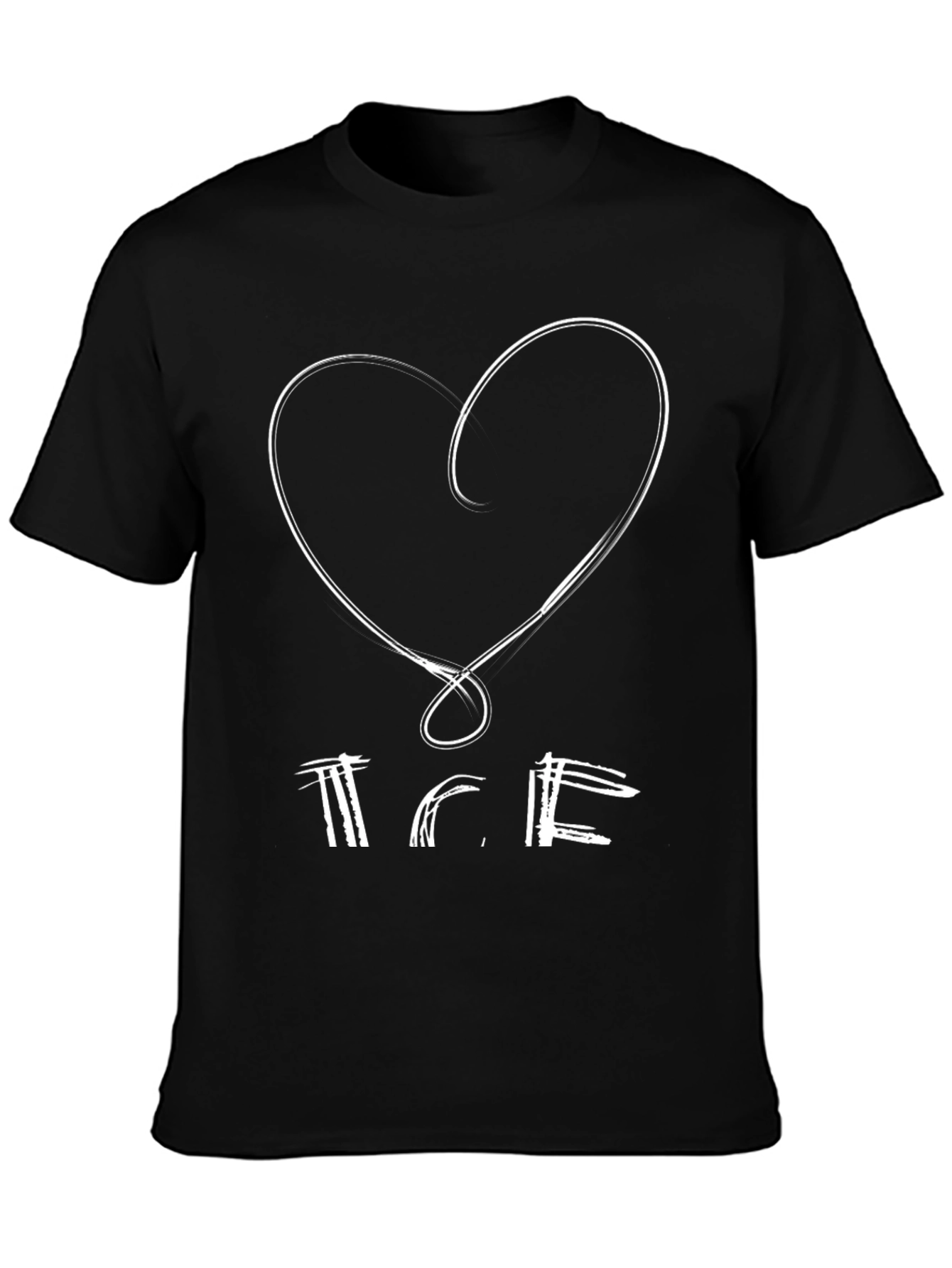 Heart & Text Print Black Graphic Tee