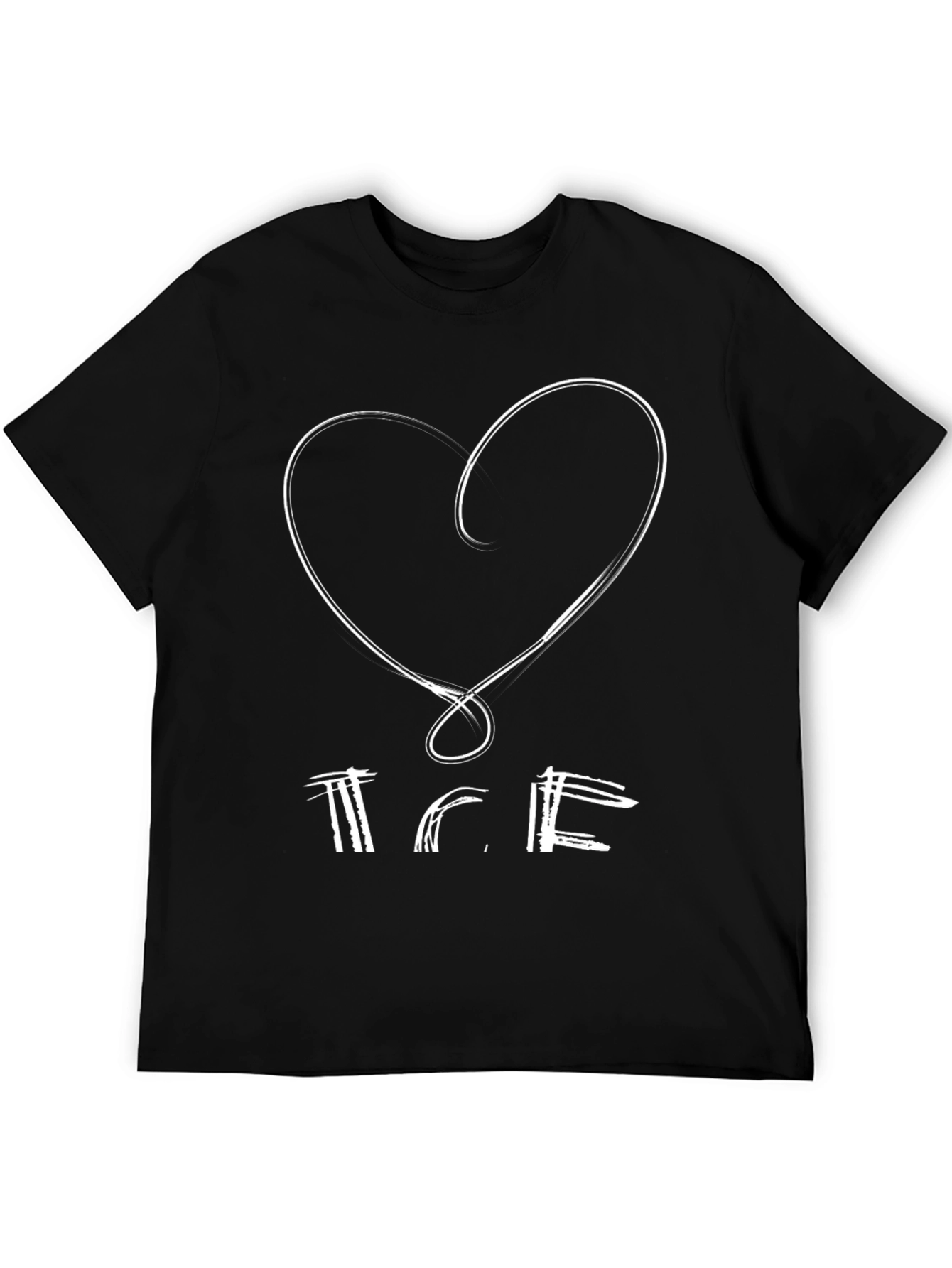 Heart & Text Print Black Graphic Tee