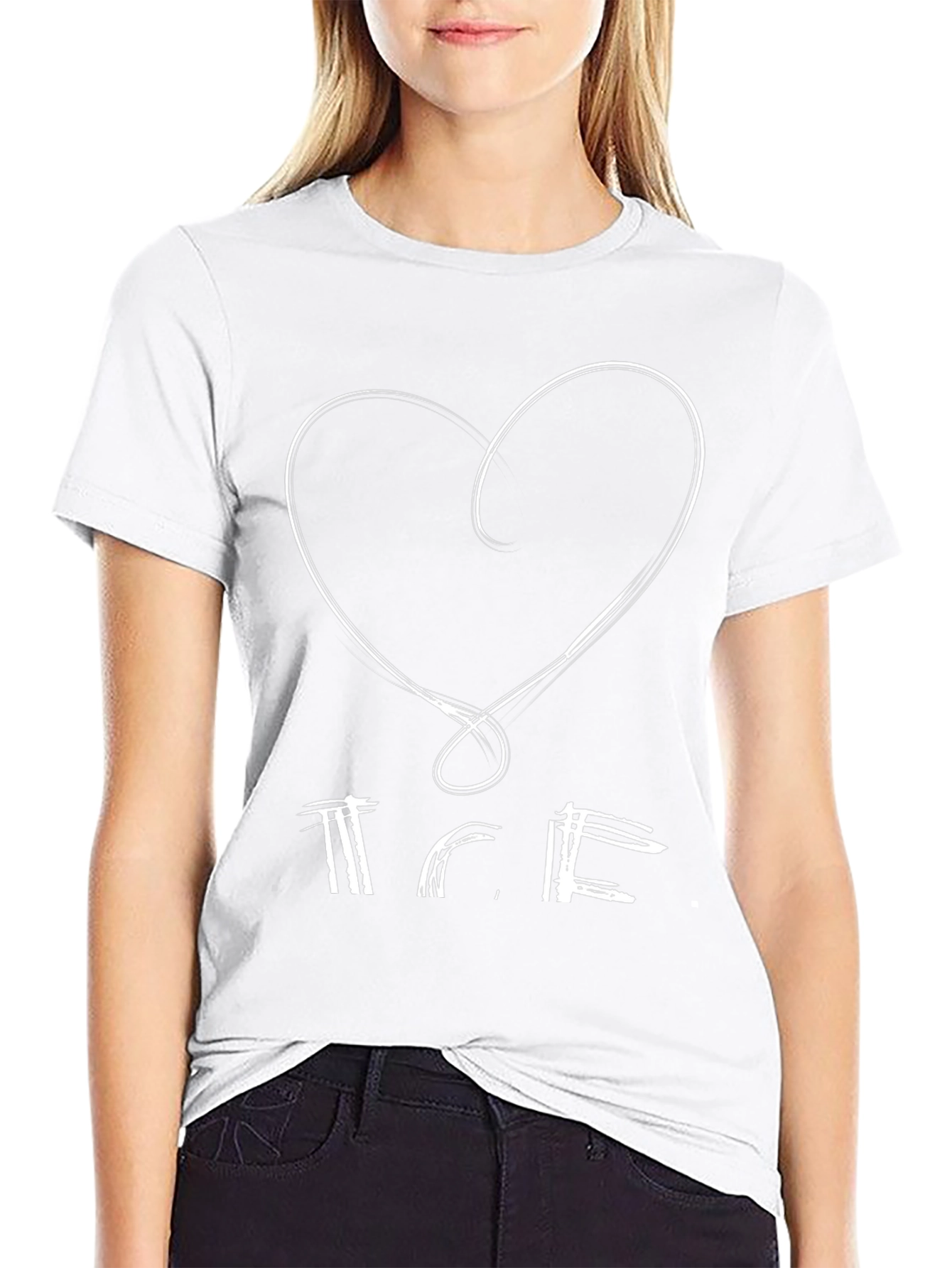Heart & Text Print Black Graphic Tee
