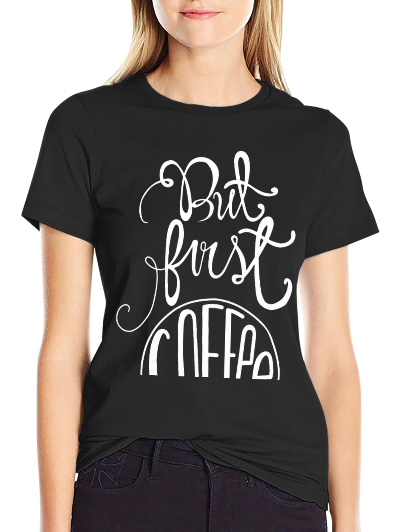But First Coffee Graphic Tee - Black Casual T-Shirt