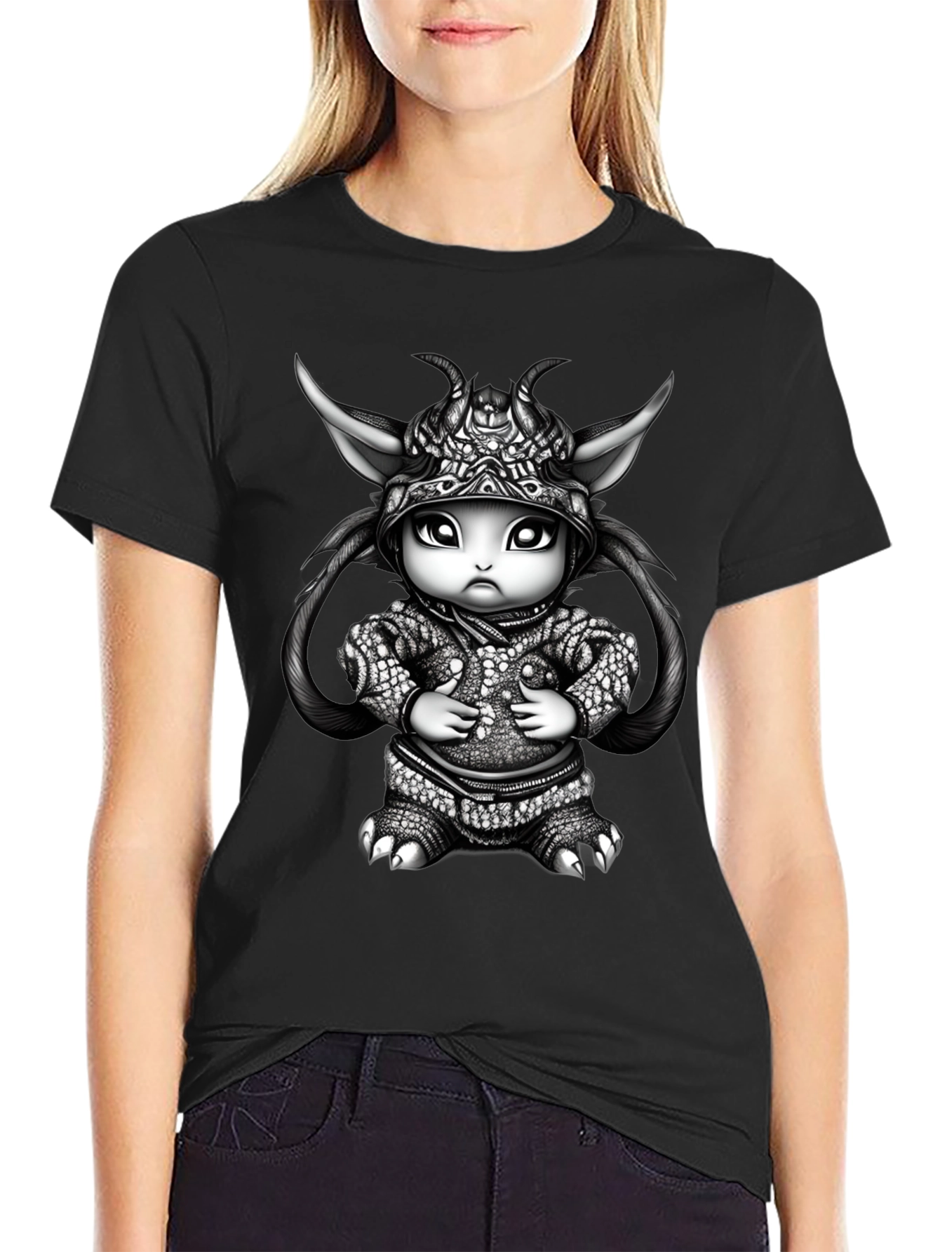 Fantasy Creature Graphic Tee - Black