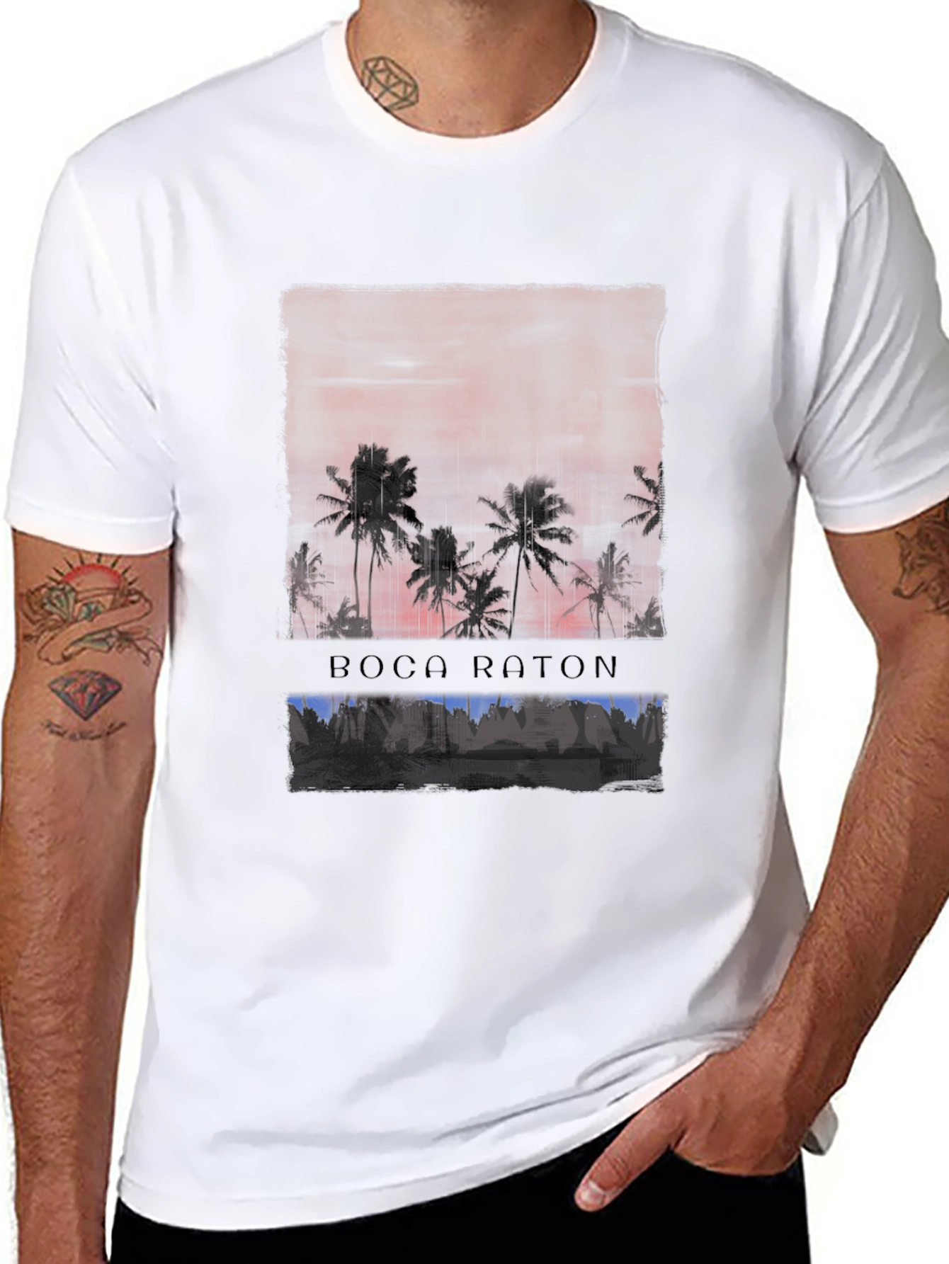Boca Raton Sunset Palm Tree Graphic Tee