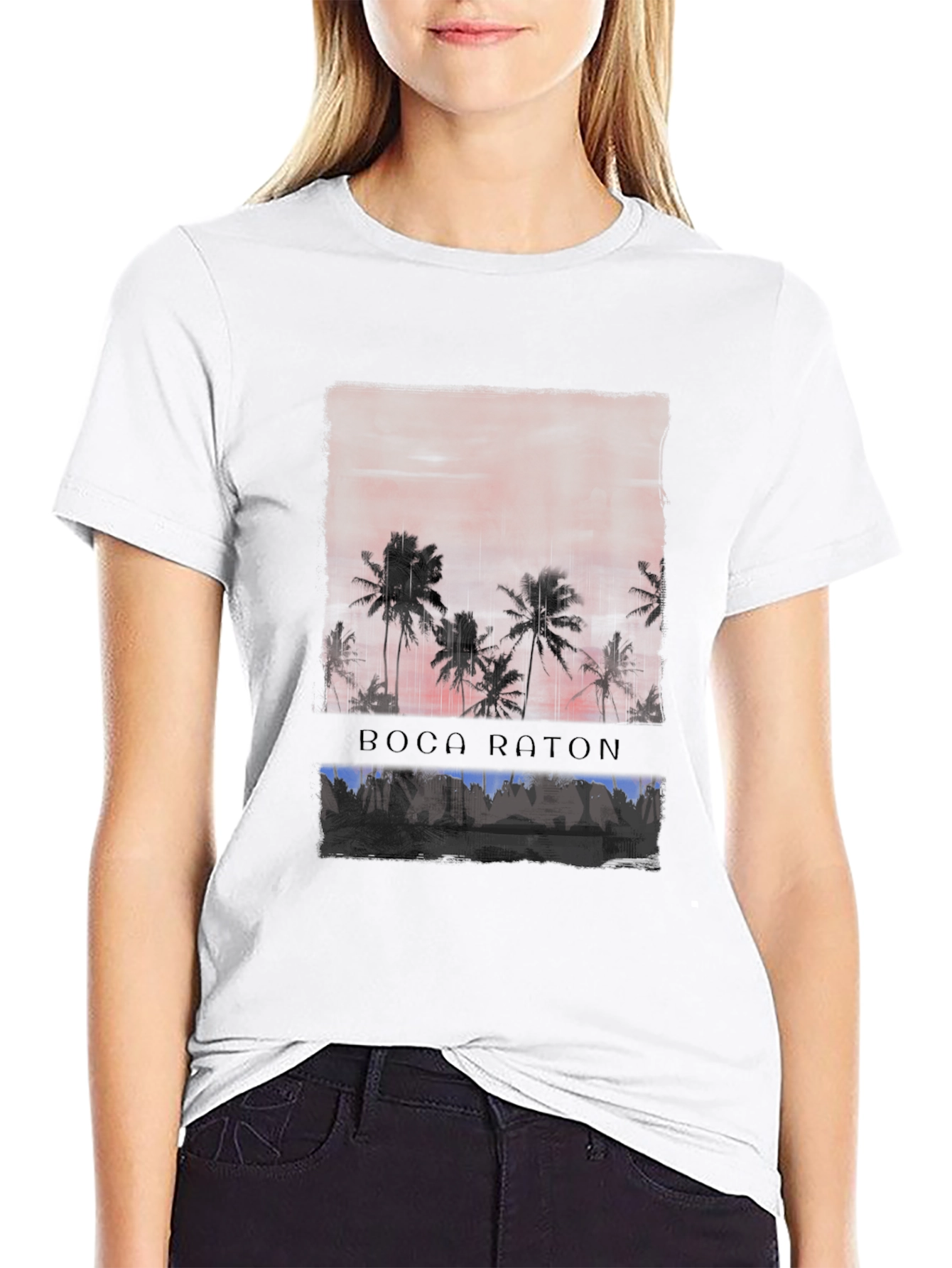 Boca Raton Sunset Palm Tree Graphic Tee