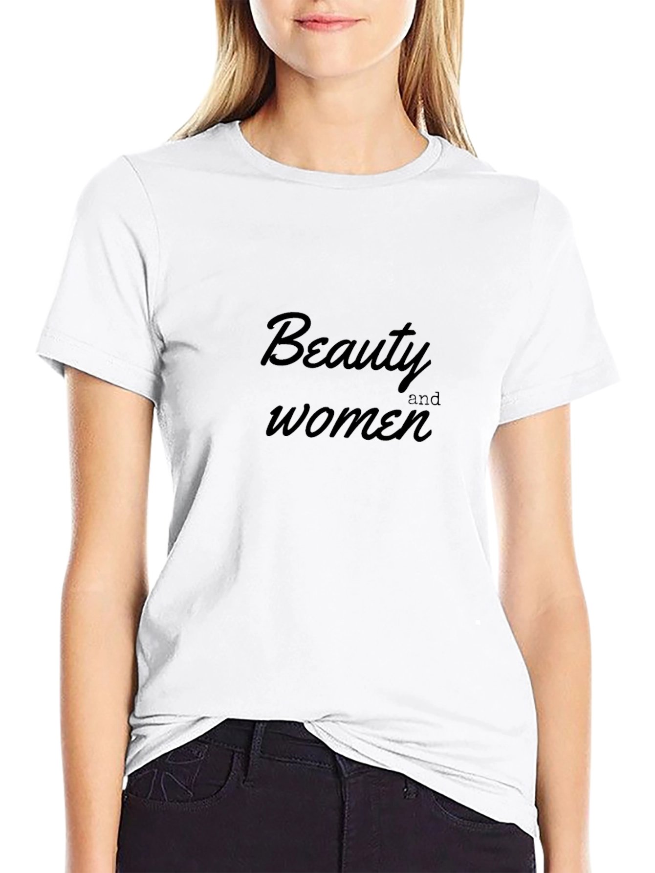 Beauty and Women Black T-Shirt
