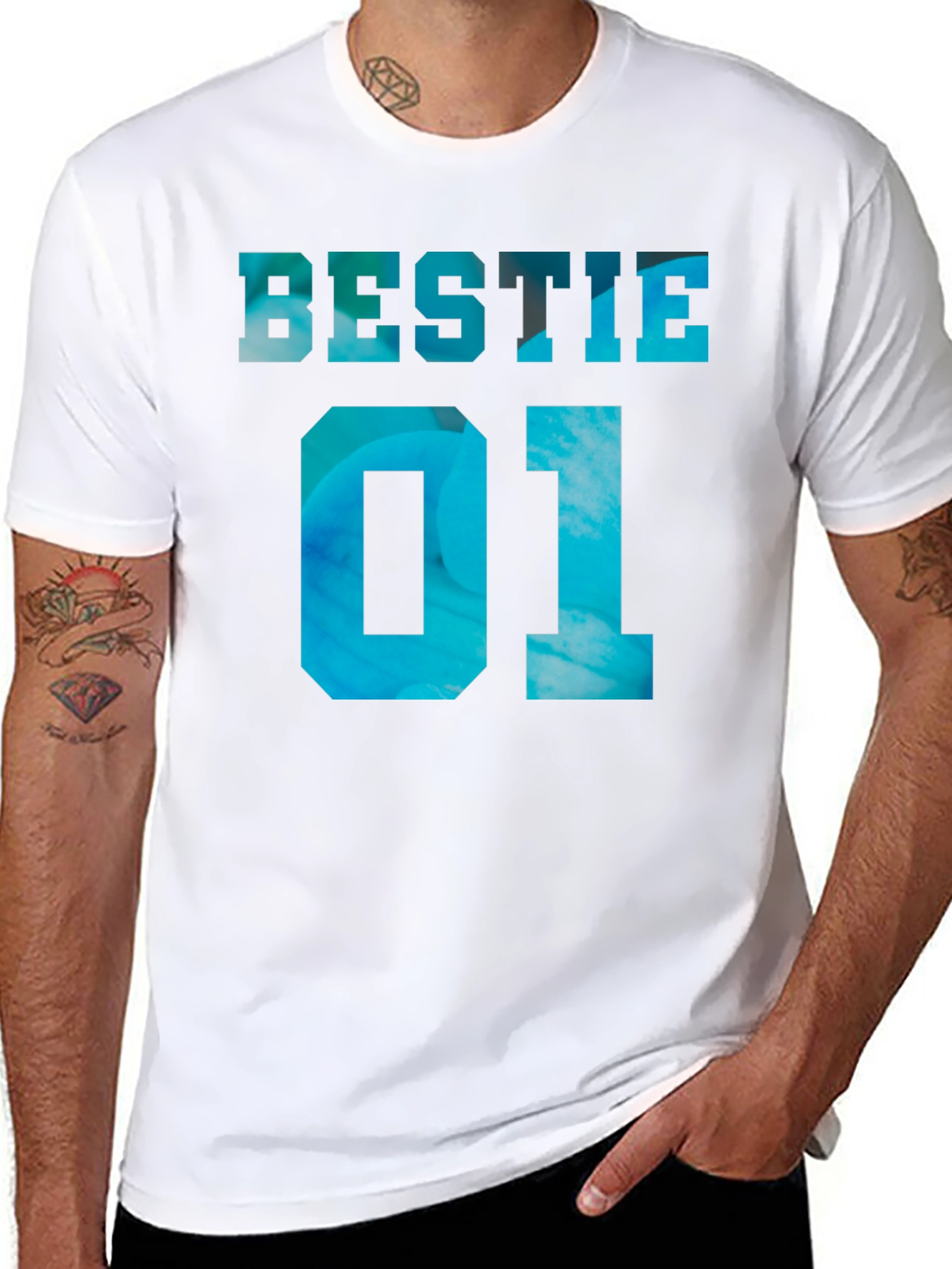 Bestie 01 Graphic Tee - Trendy Couple Shirt