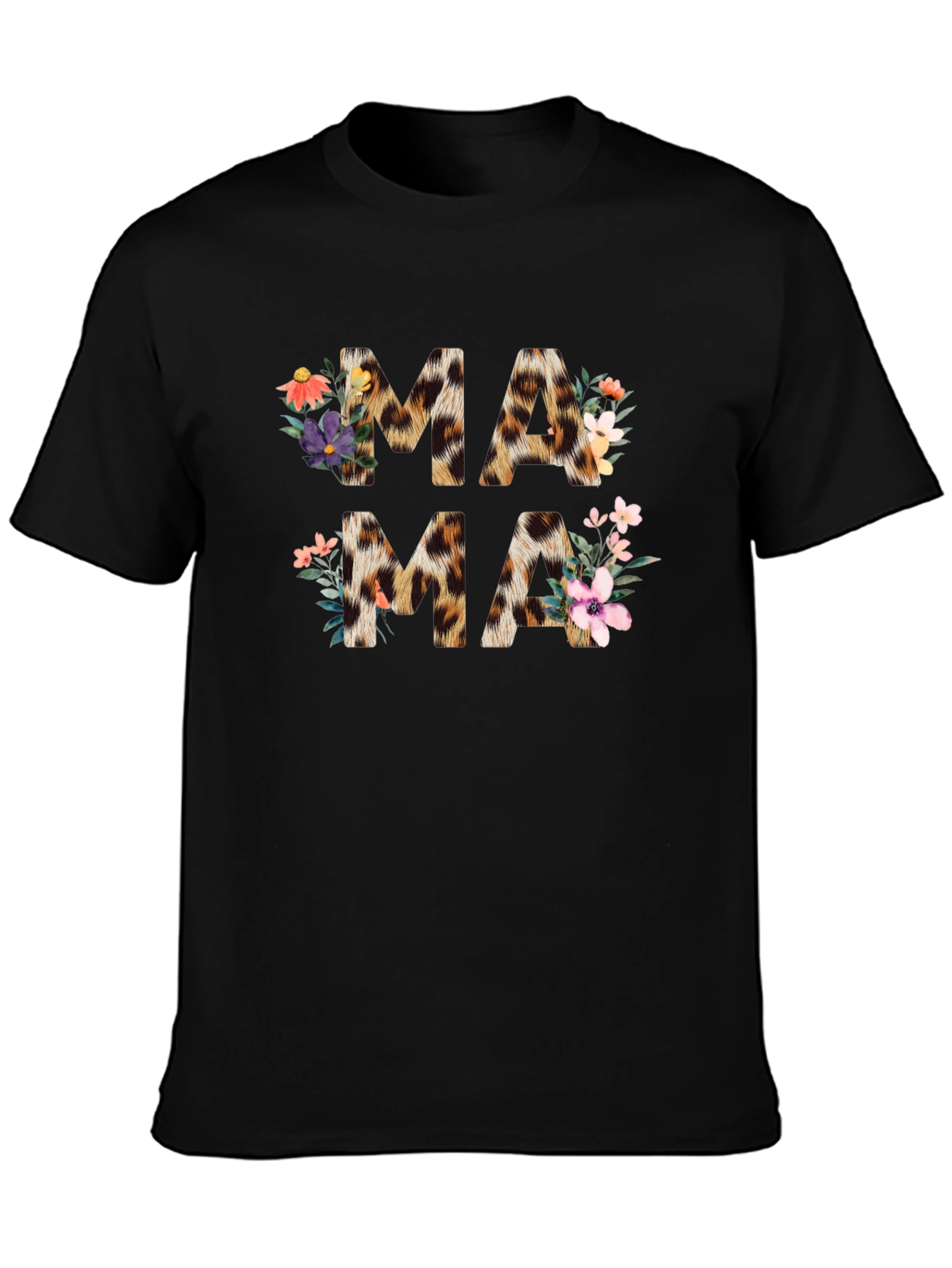 Leopard Print Floral Mama T-Shirt