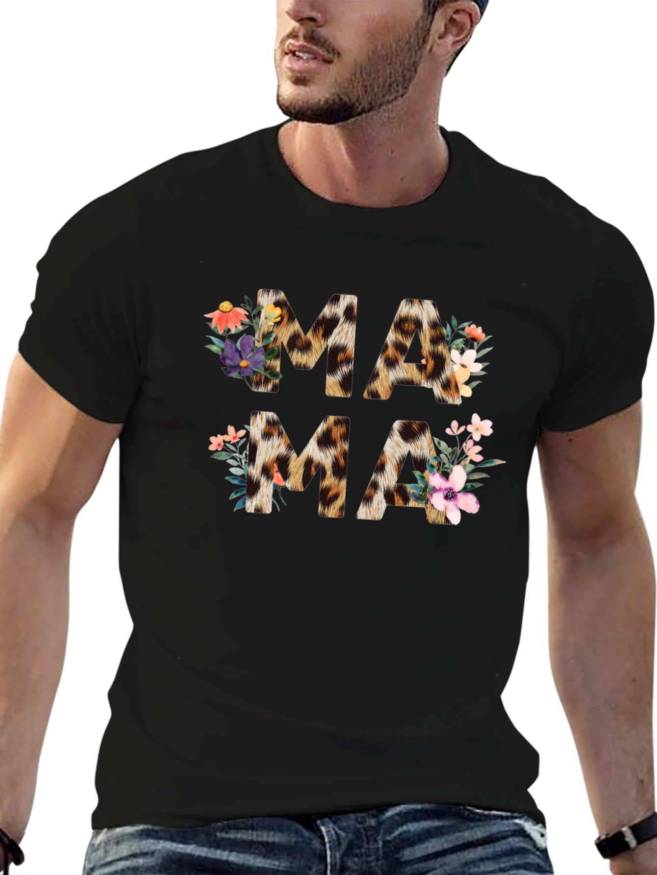 Leopard Print Floral Mama T-Shirt