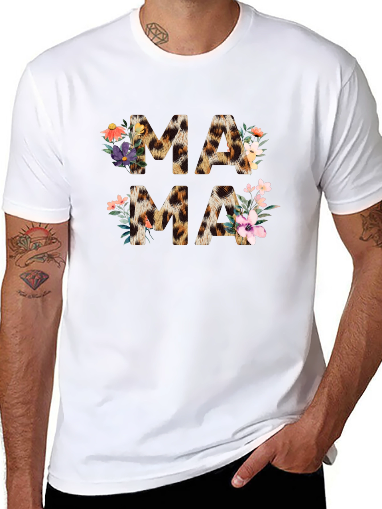 Leopard Print Floral Mama T-Shirt