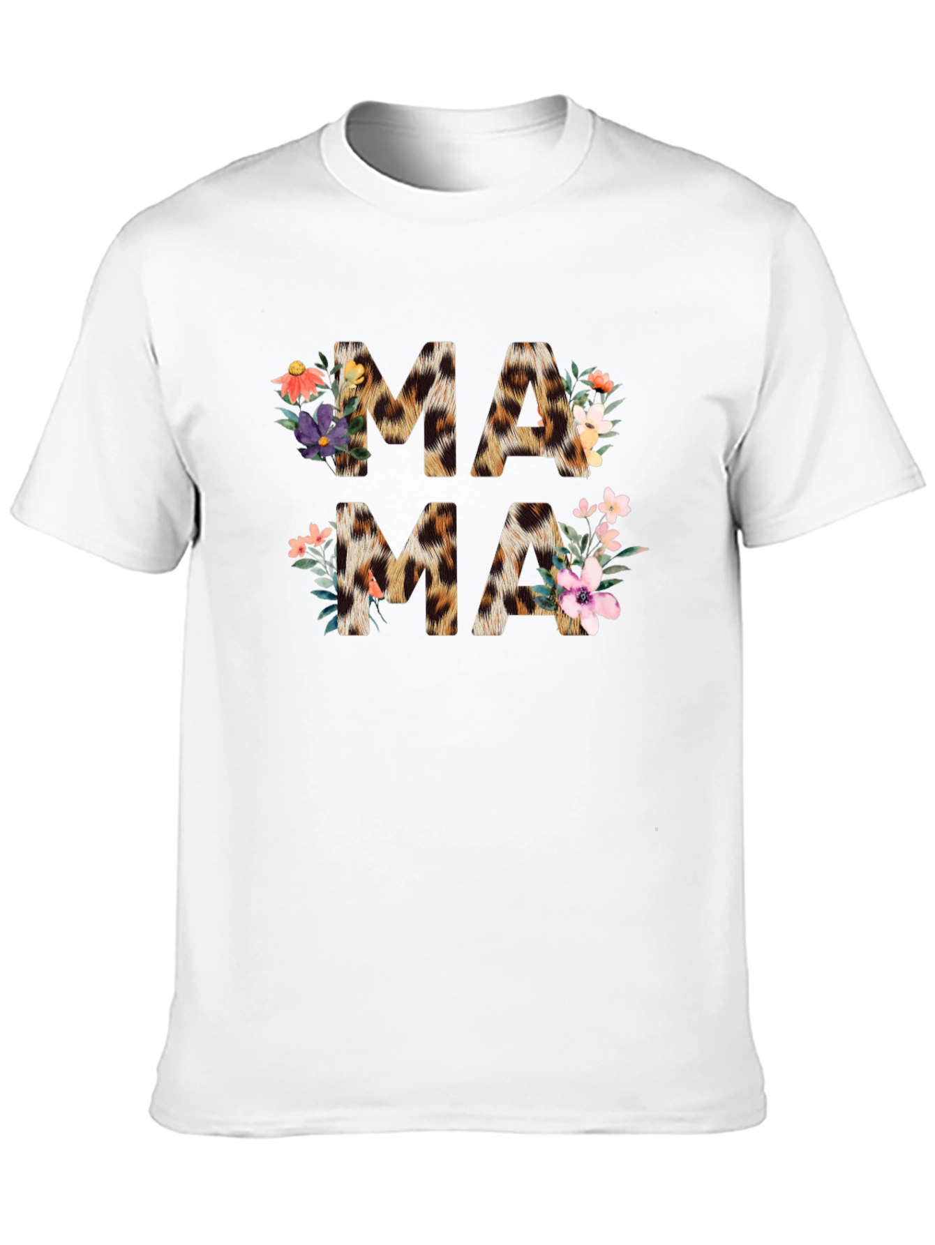 Leopard Print Floral Mama T-Shirt