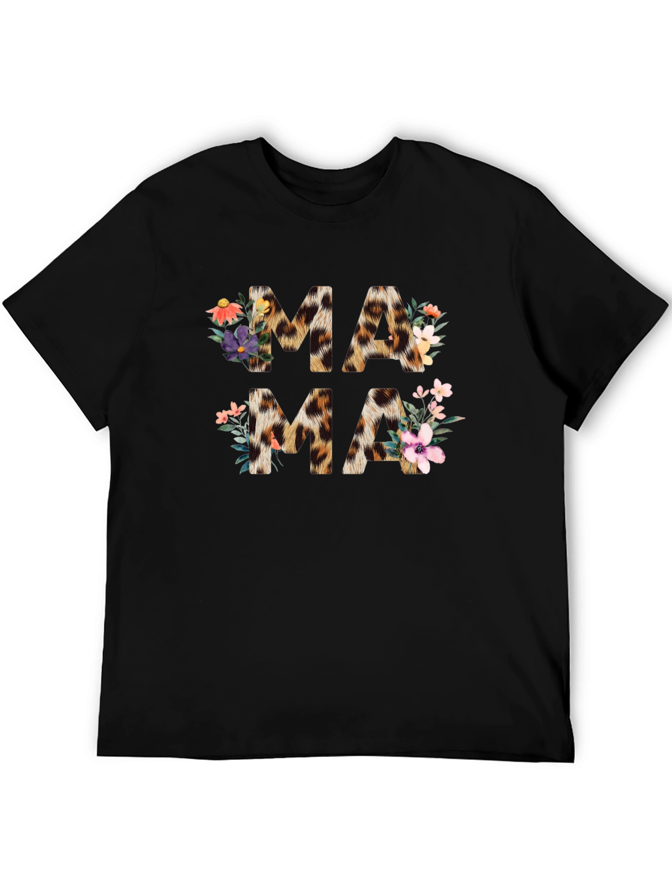 Leopard Print Floral Mama T-Shirt