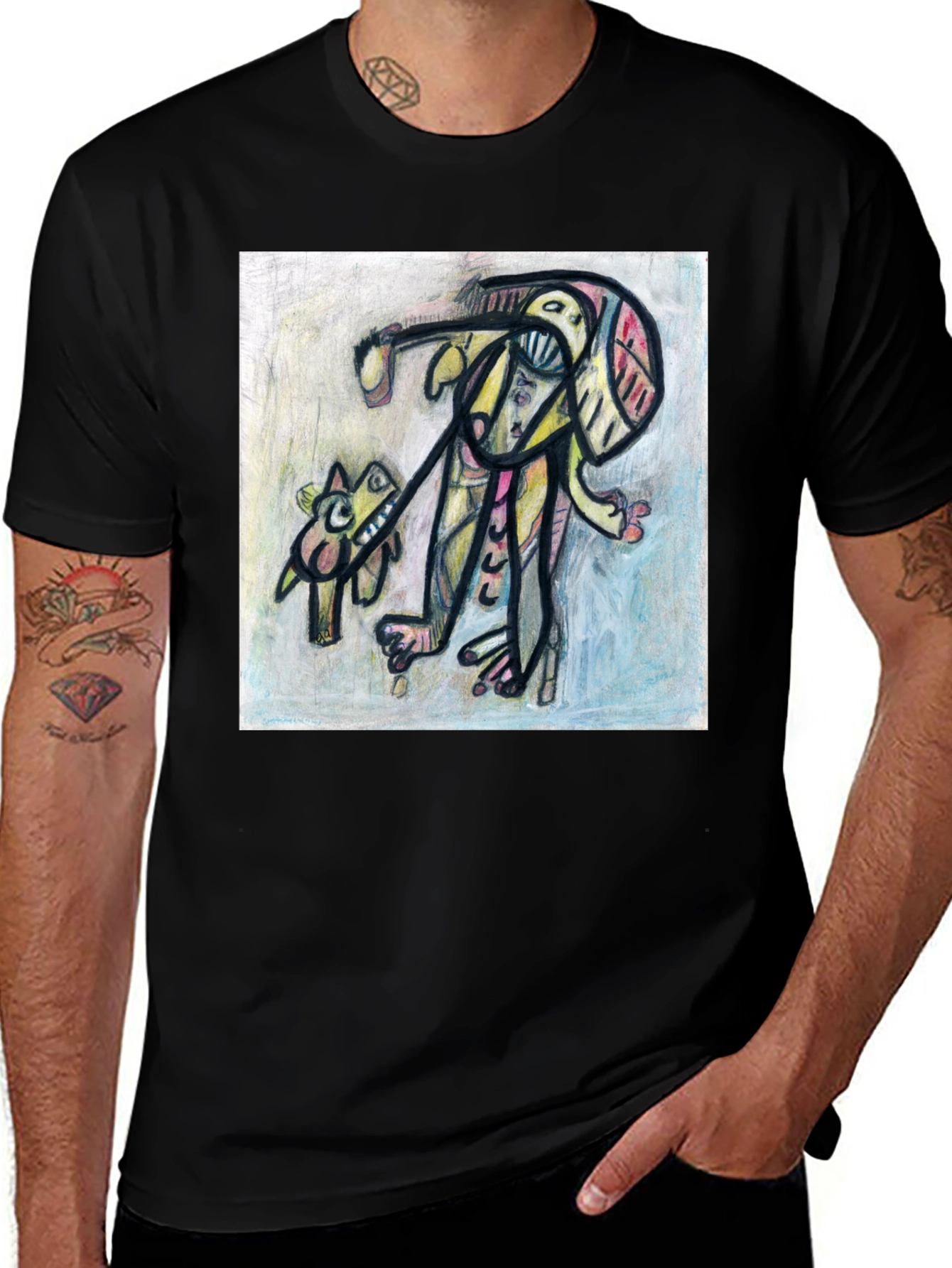 Abstract Art Graphic Tee - Stylish Black T-Shirt