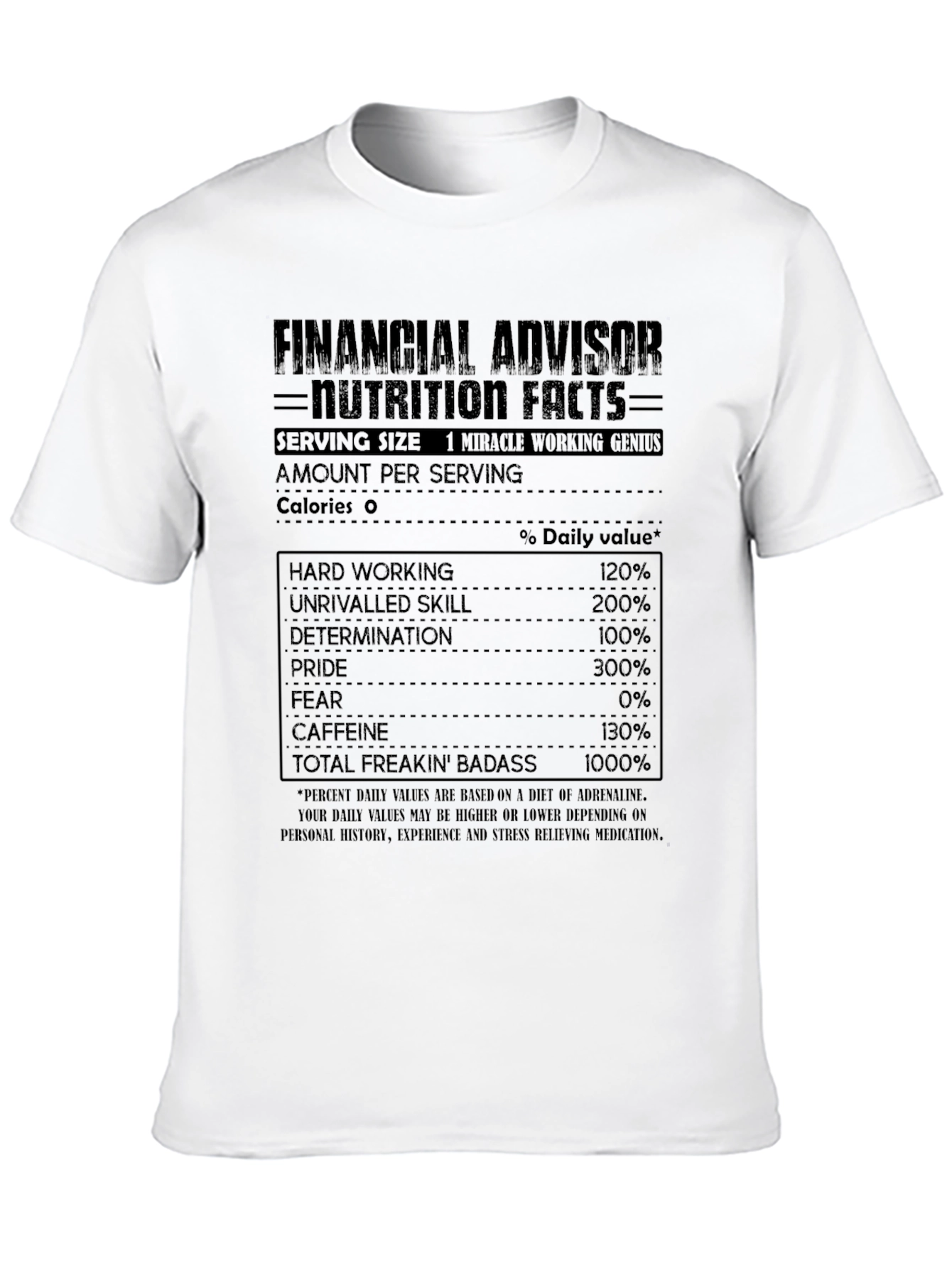 Financial Advisor Nutrition Facts T-Shirt