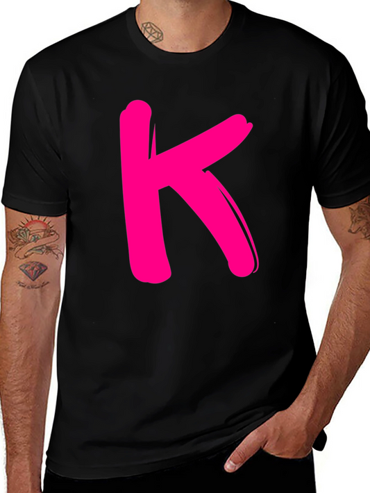 Bold K Graphic Tee - Black Cotton Casual Shirt