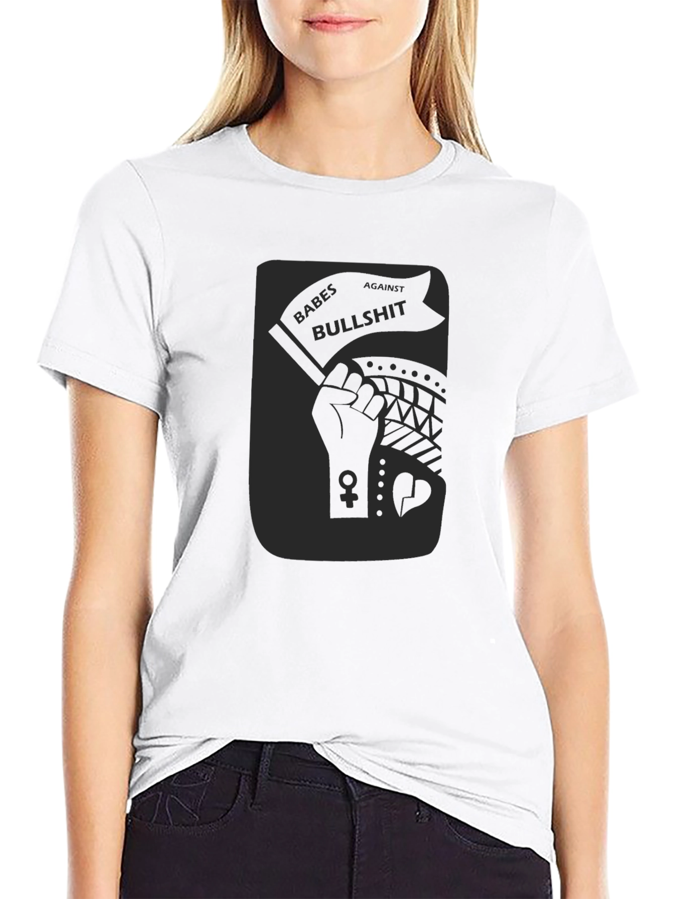 Babes Against Bullshit Black Graphic T-Shirt