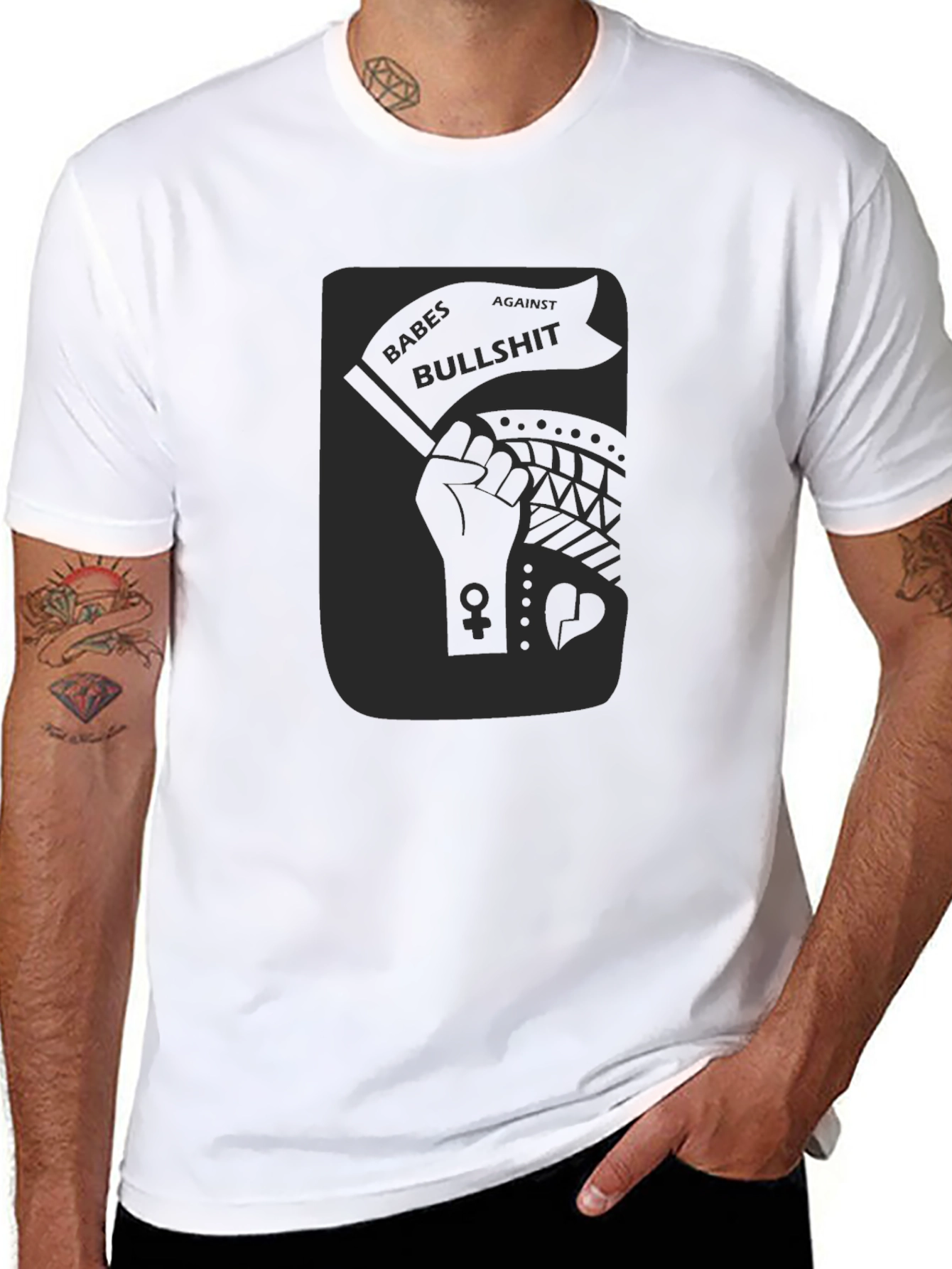 Babes Against Bullshit Black Graphic T-Shirt