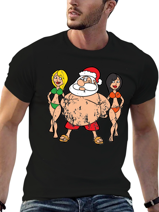 Funny Santa and Bikini Girls Graphic Tee