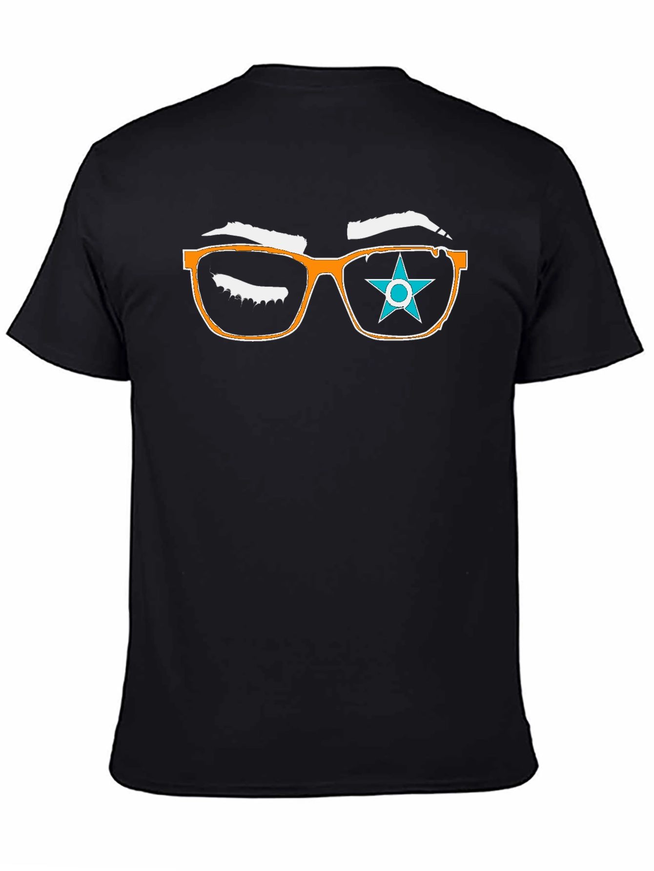 Graphic Tee with Eyeglasses and Star Design