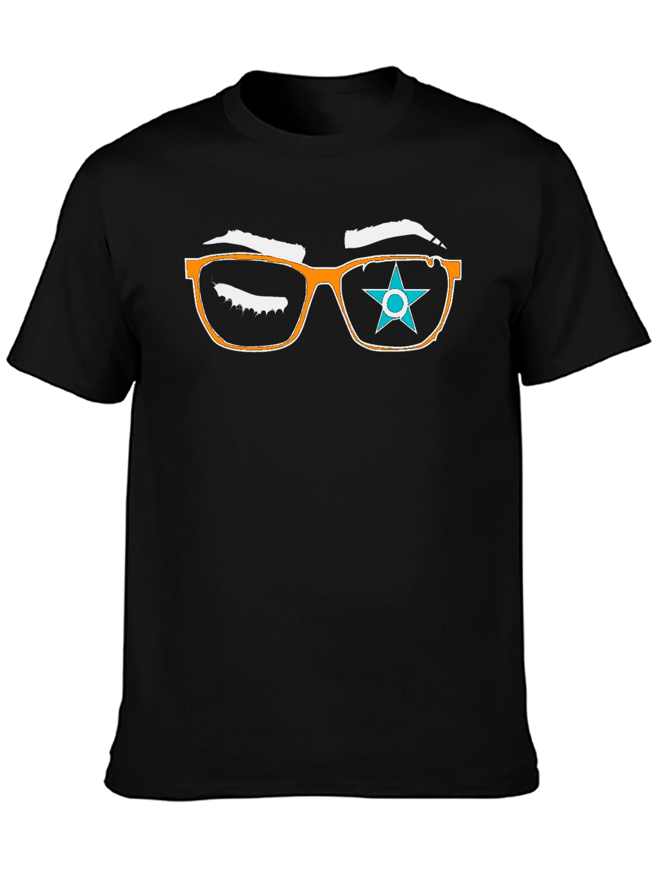 Graphic Tee with Eyeglasses and Star Design