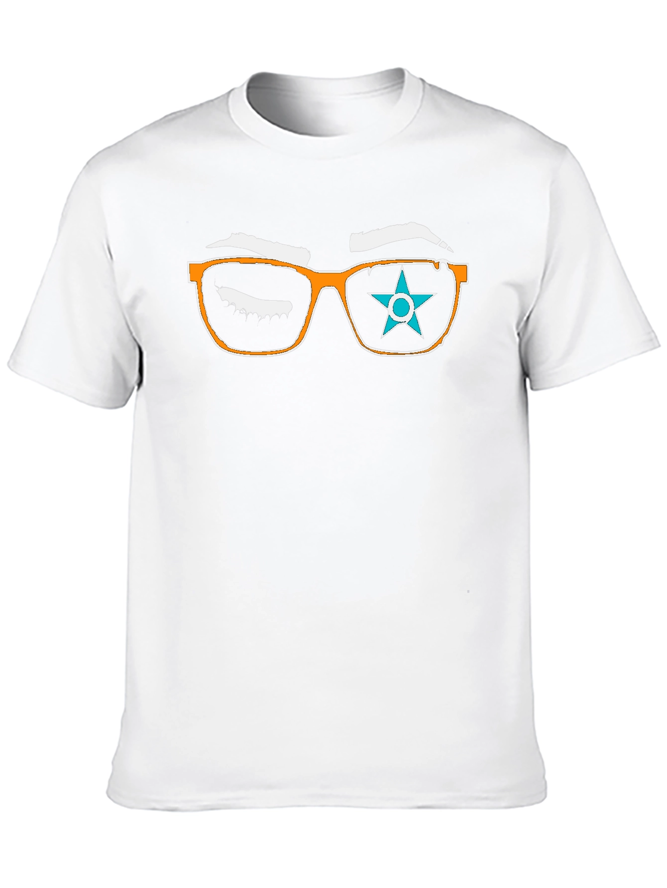 Graphic Tee with Eyeglasses and Star Design