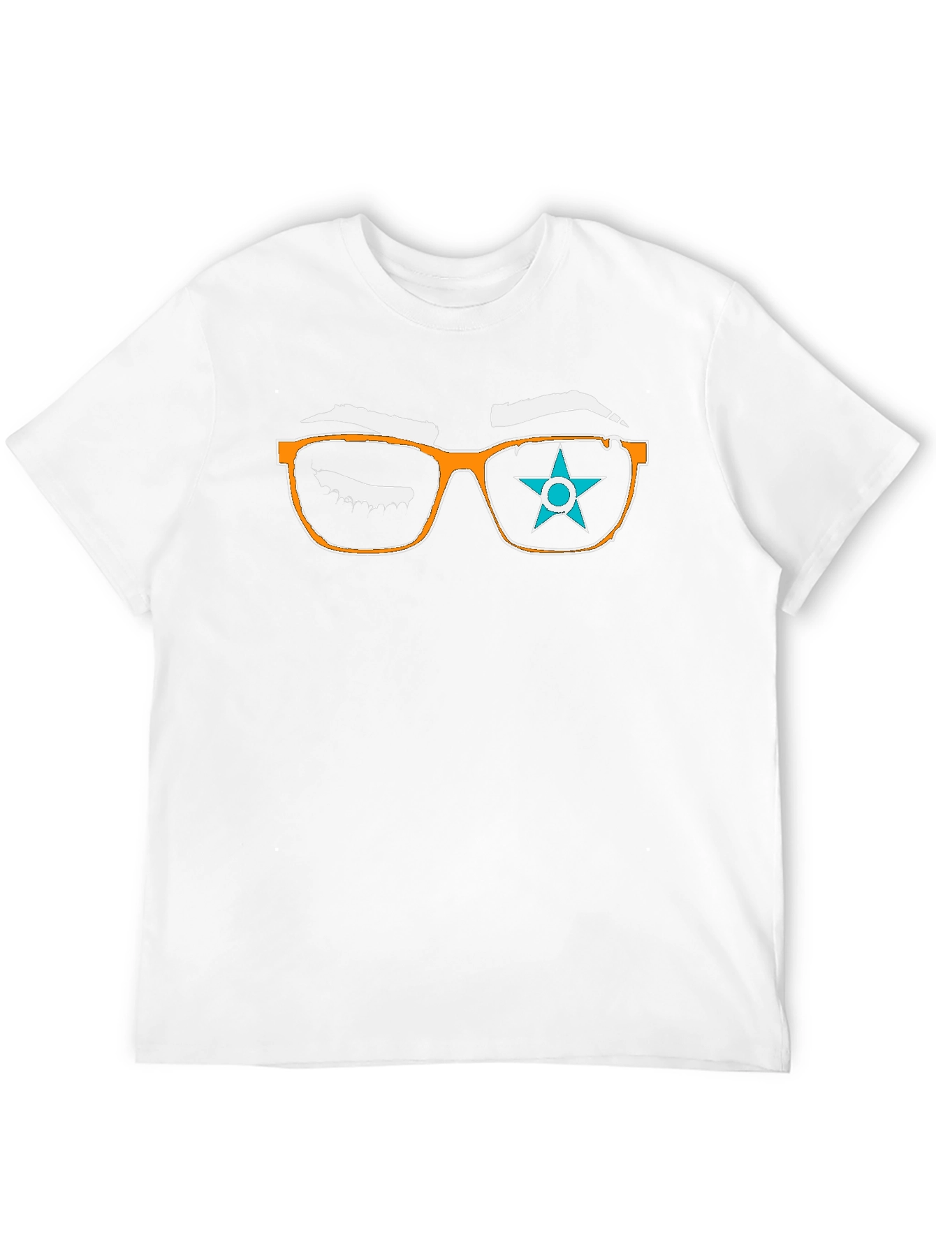 Graphic Tee with Eyeglasses and Star Design
