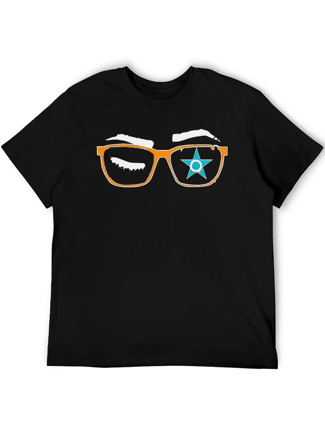 Graphic Tee with Eyeglasses and Star Design