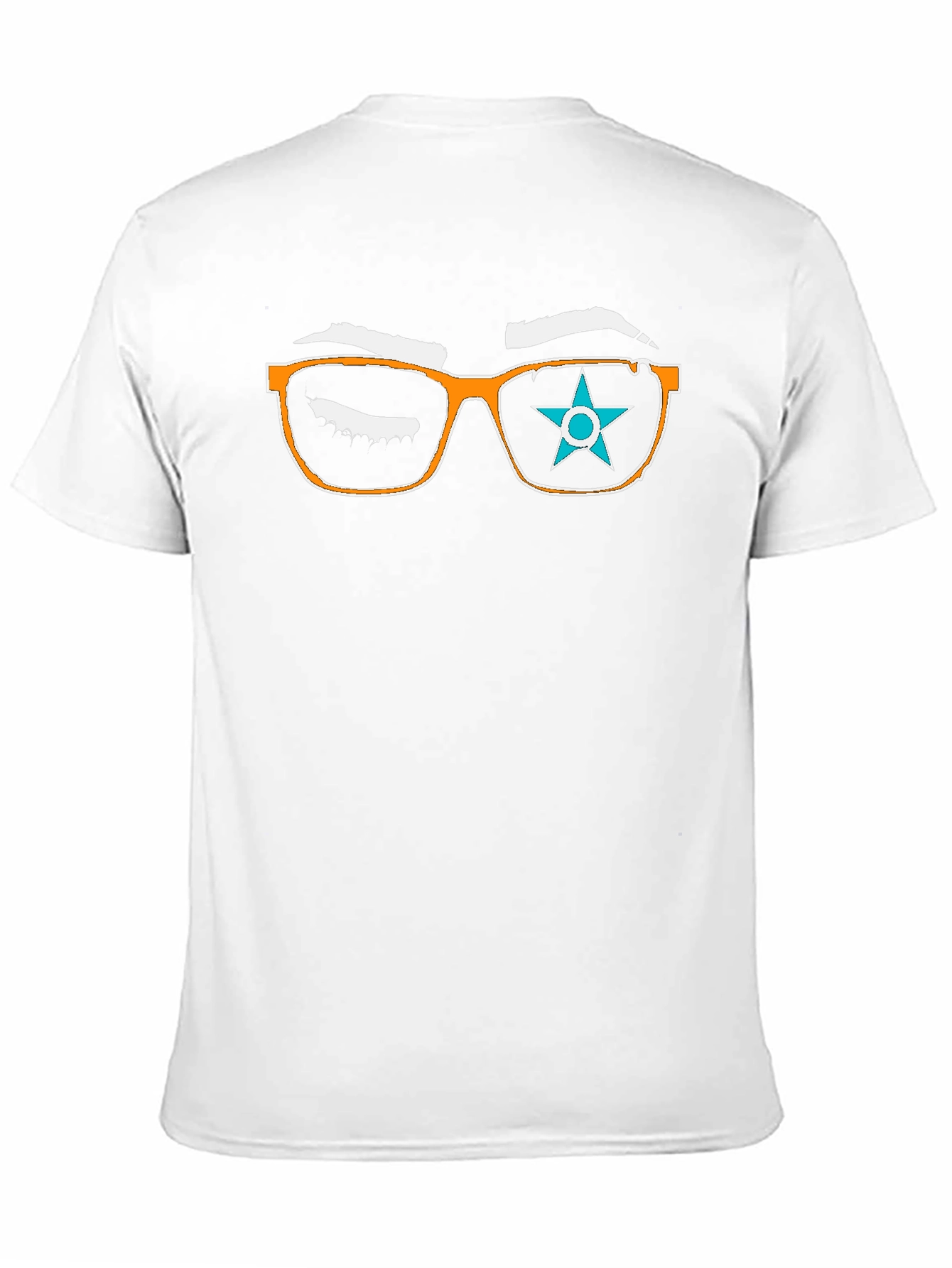 Graphic Tee with Eyeglasses and Star Design