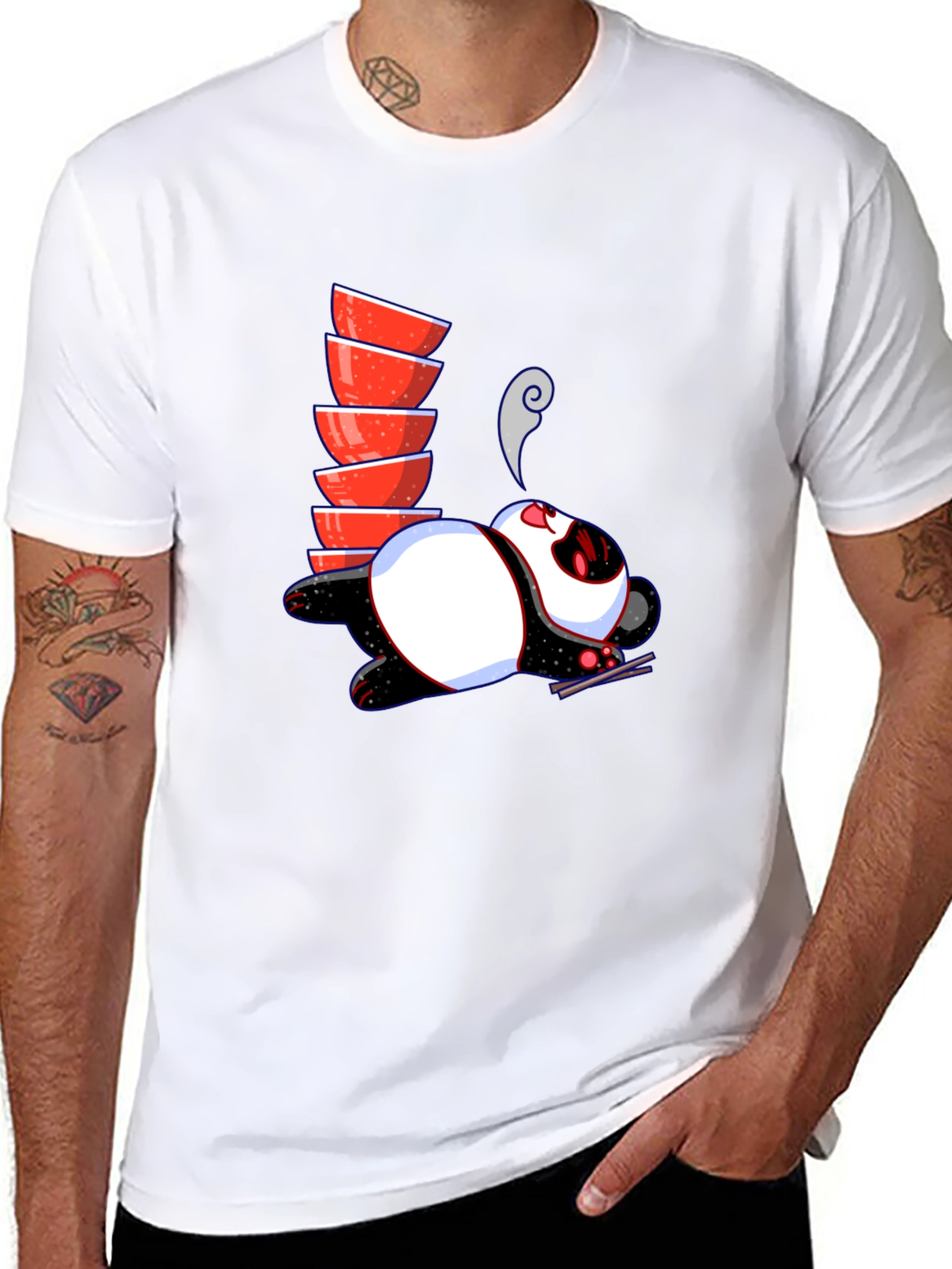 Noodle Lover Panda Graphic Tee - Black