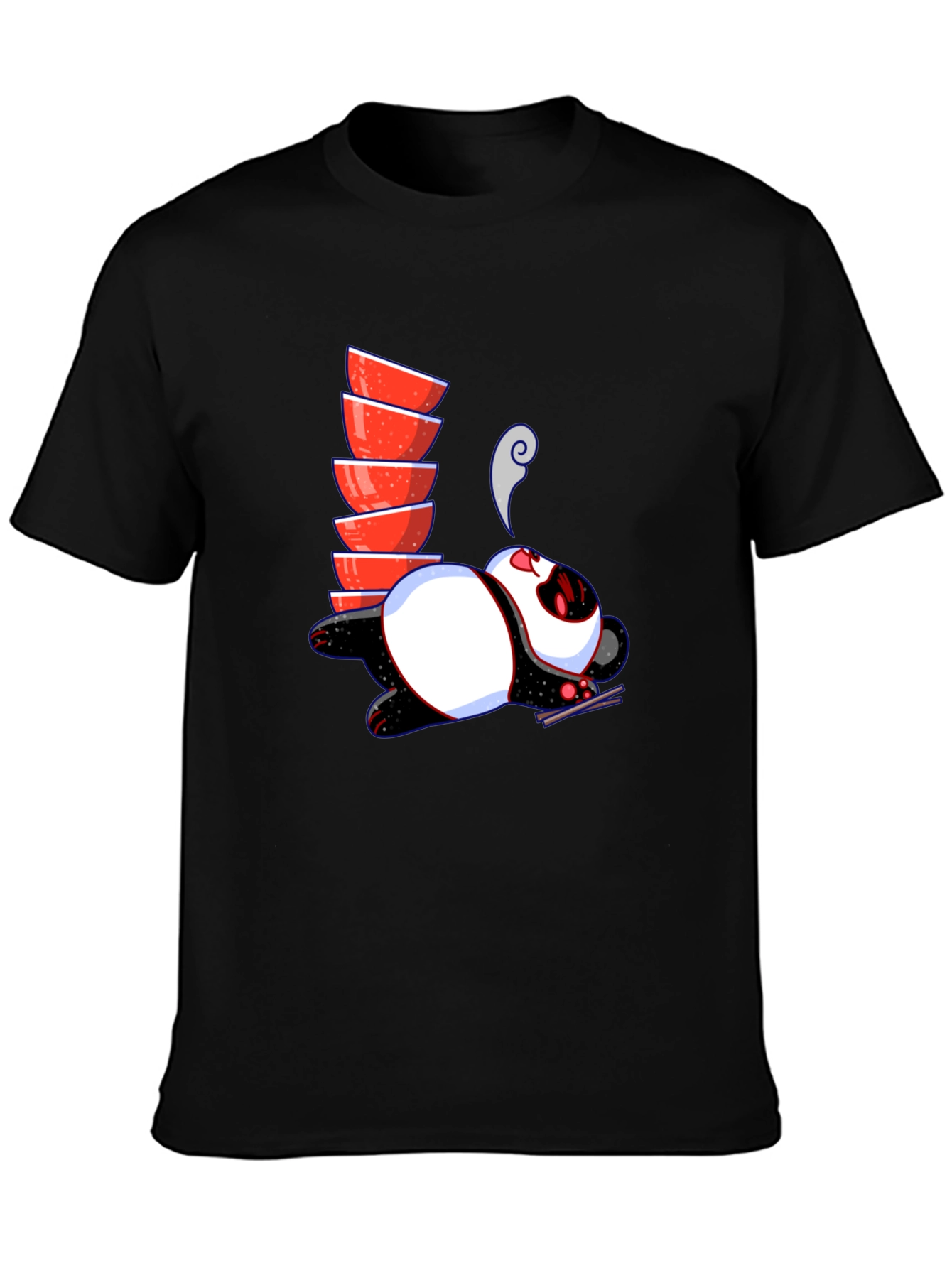 Noodle Lover Panda Graphic Tee - Black