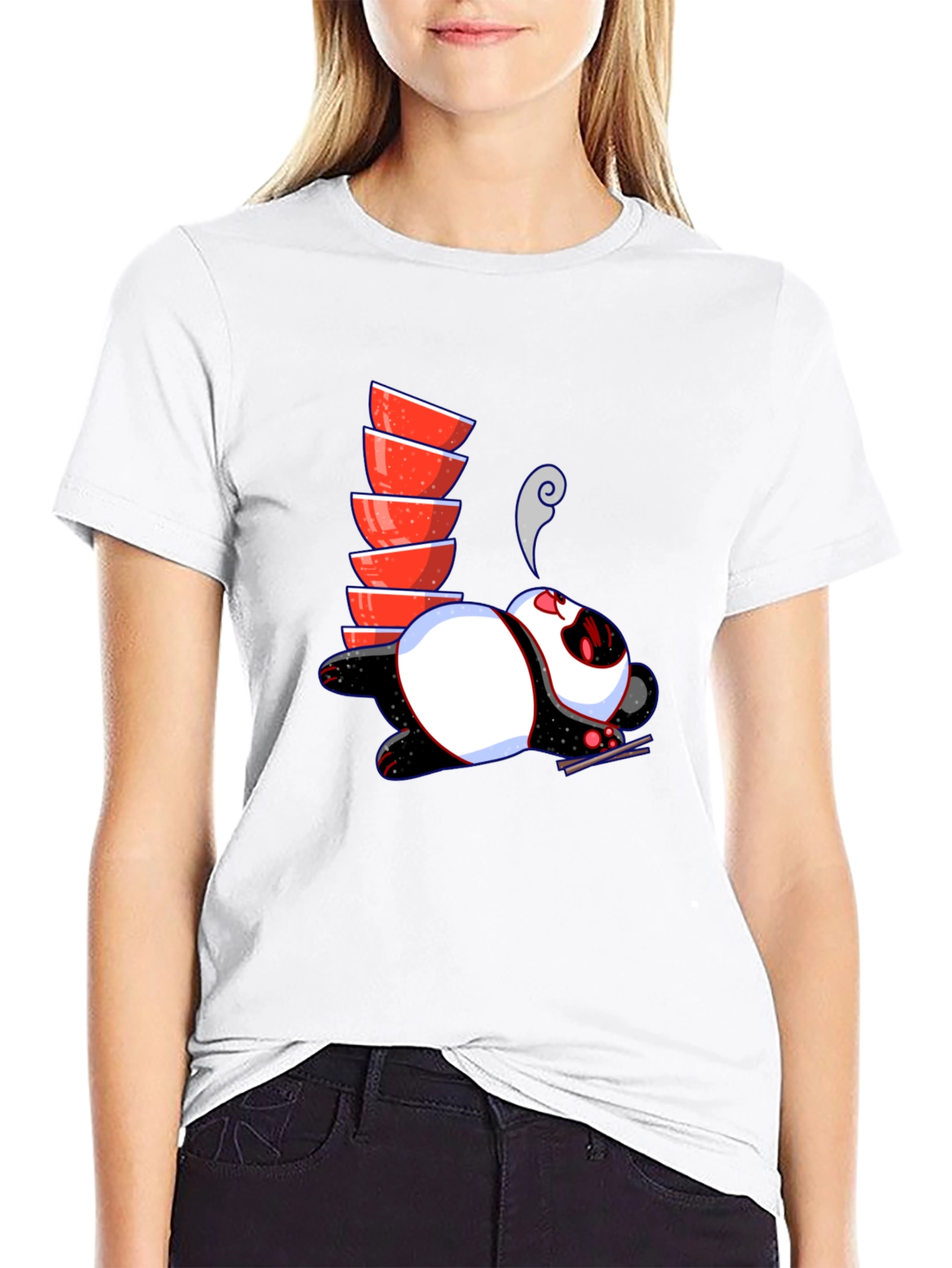 Noodle Lover Panda Graphic Tee - Black