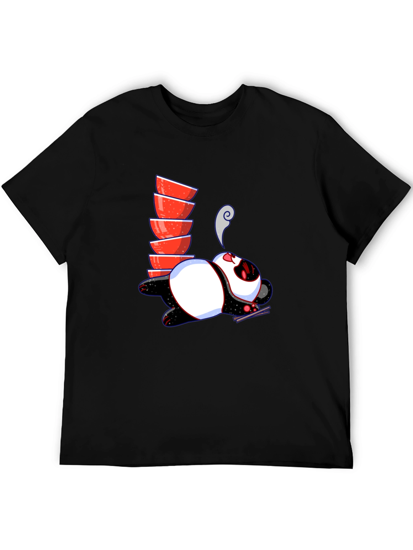 Noodle Lover Panda Graphic Tee - Black