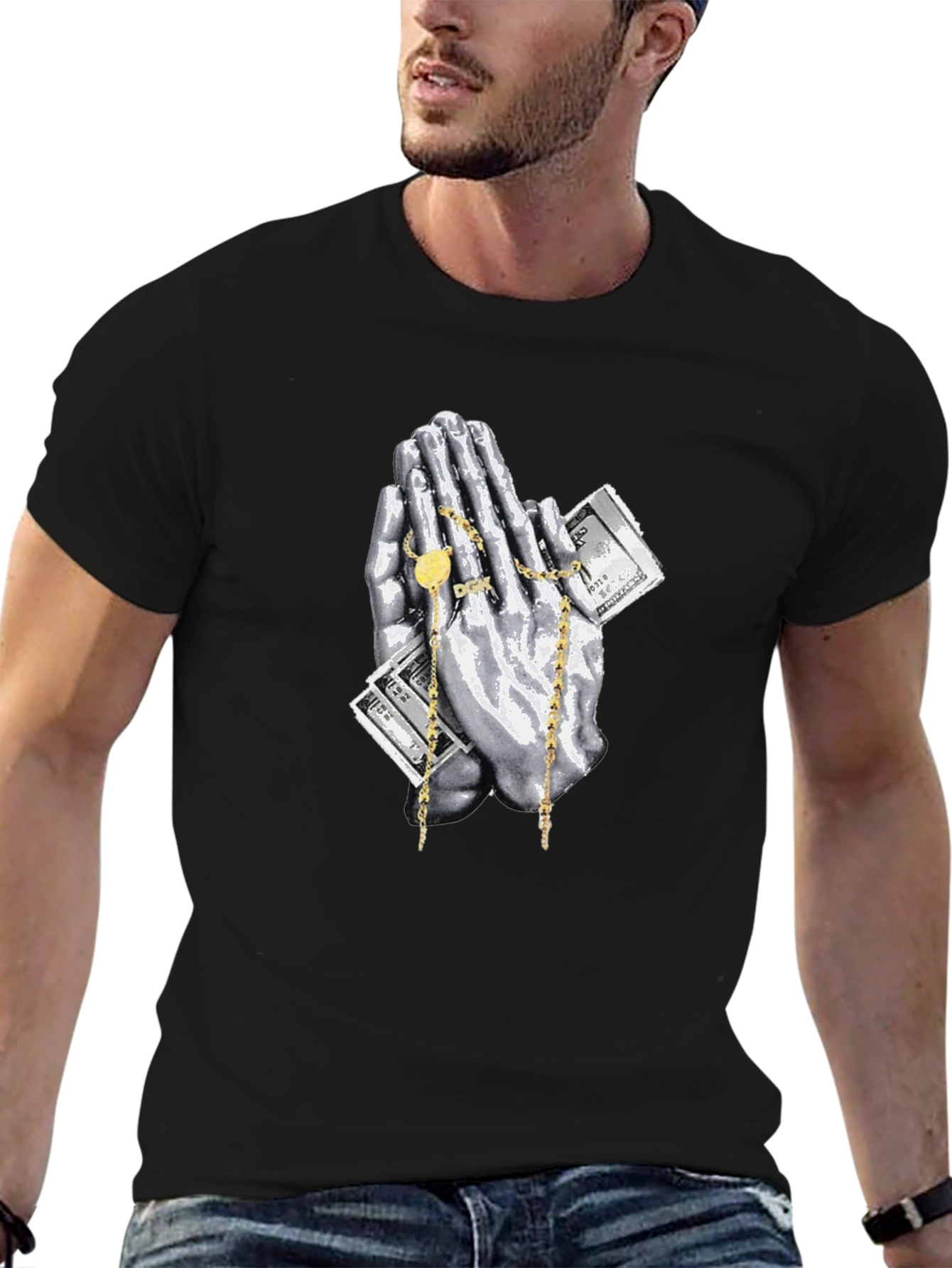 Praying Hands Money Graphic Tee