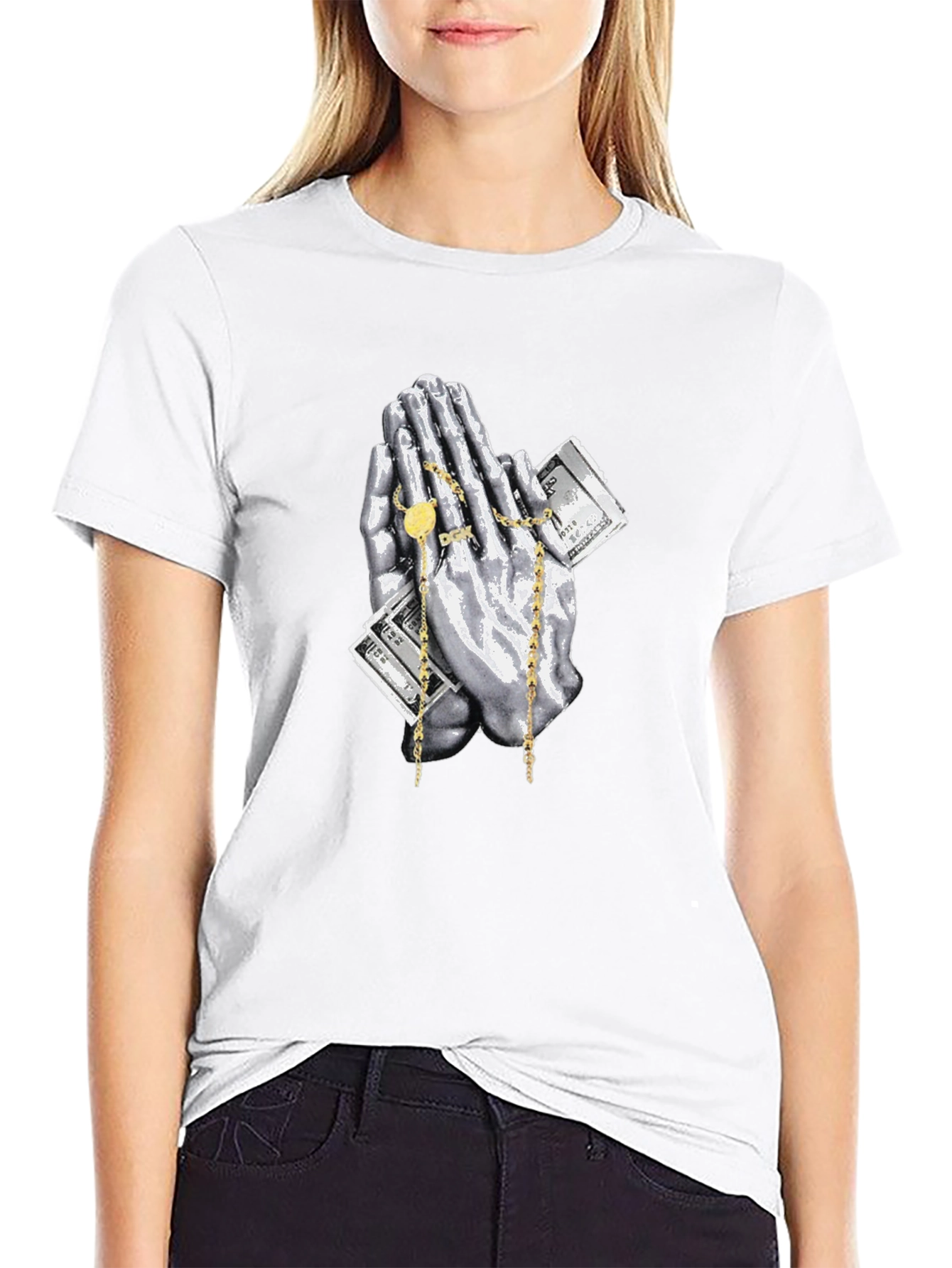 Praying Hands Money Graphic Tee