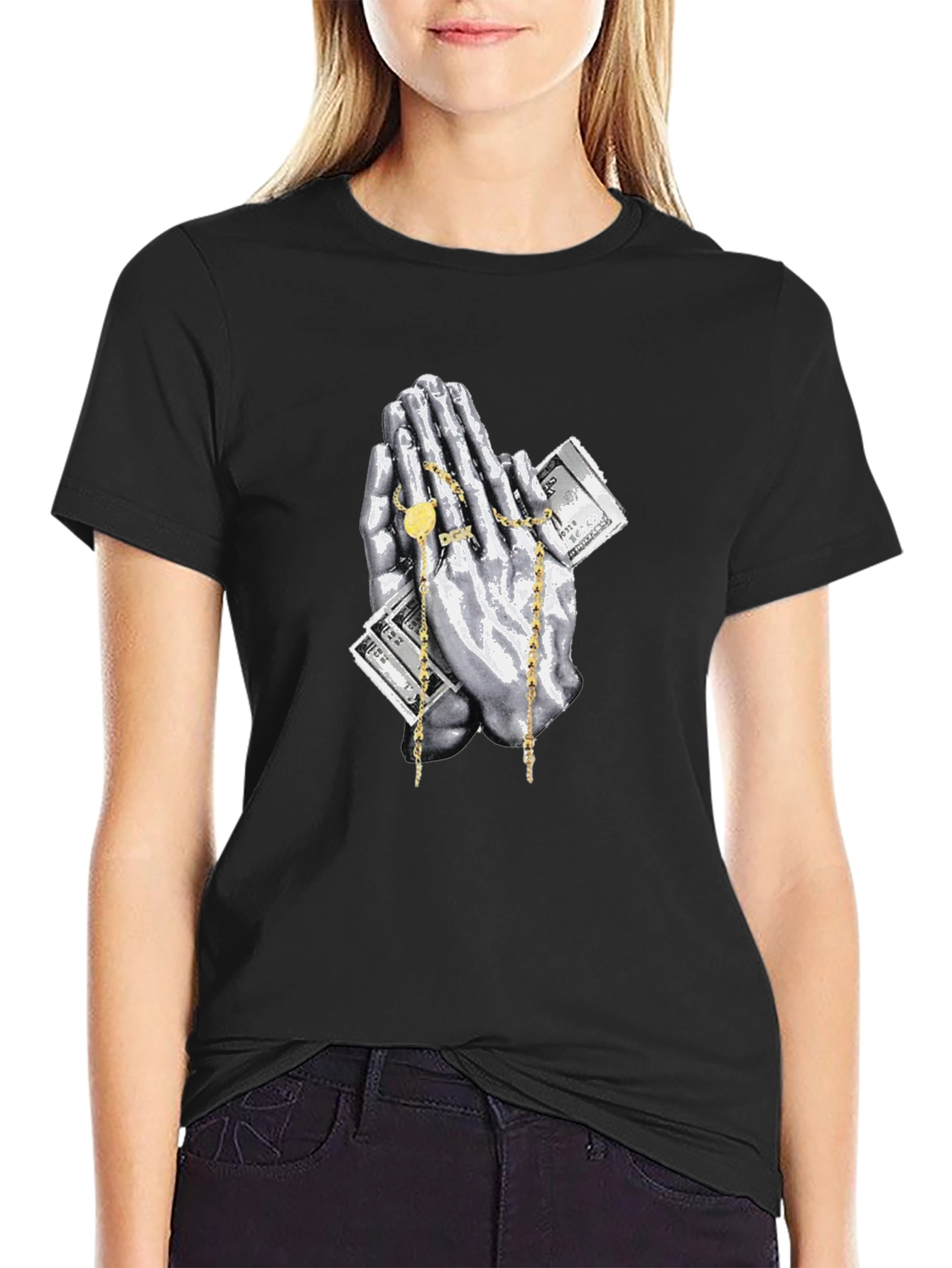 Praying Hands Money Graphic Tee
