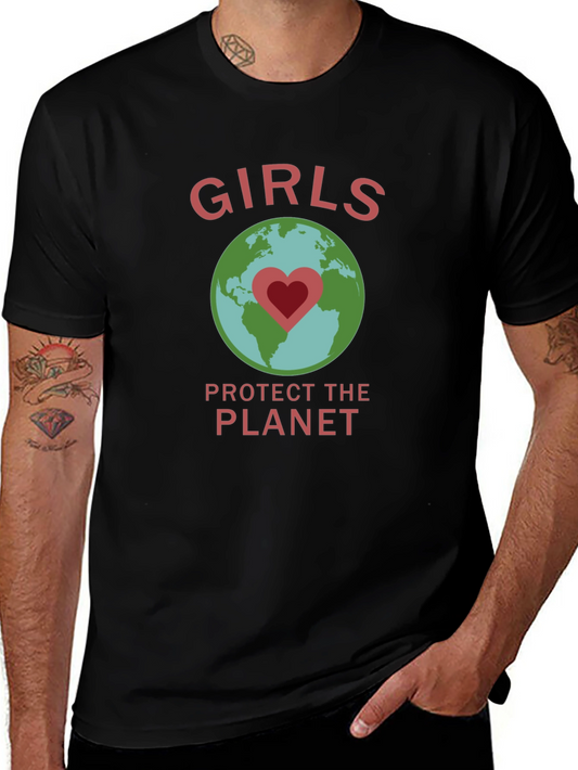 Girls Protect the Planet Earth Heart Graphic T-Shirt