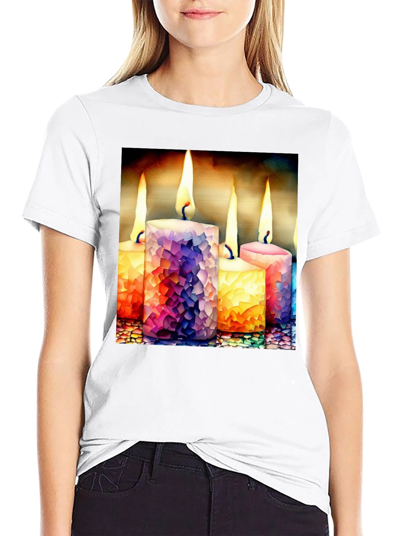 Candle Mosaic Graphic Tee - Stylish Comfort