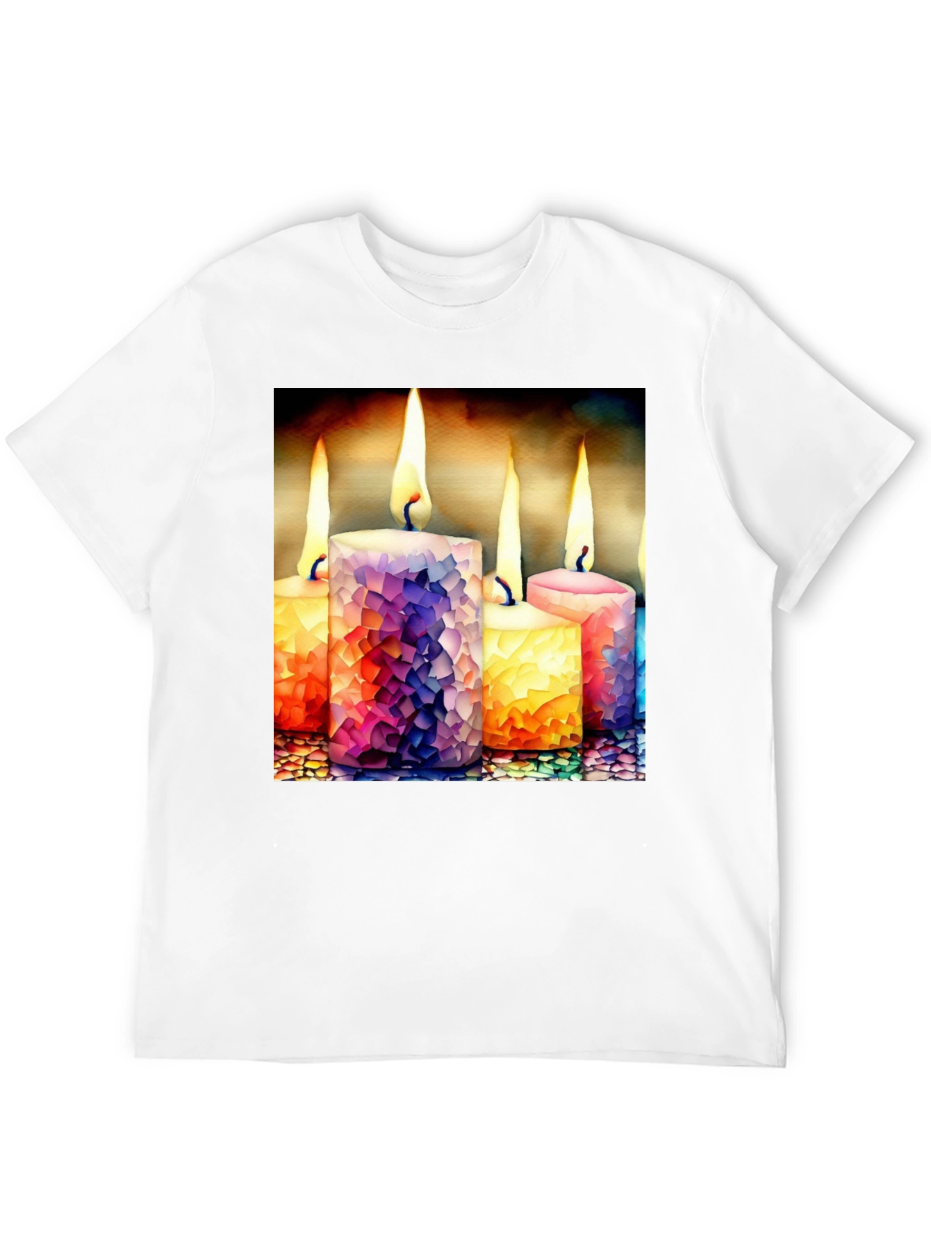 Candle Mosaic Graphic Tee - Stylish Comfort