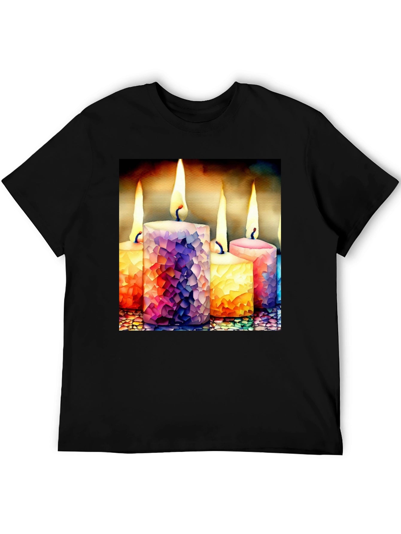 Candle Mosaic Graphic Tee - Stylish Comfort