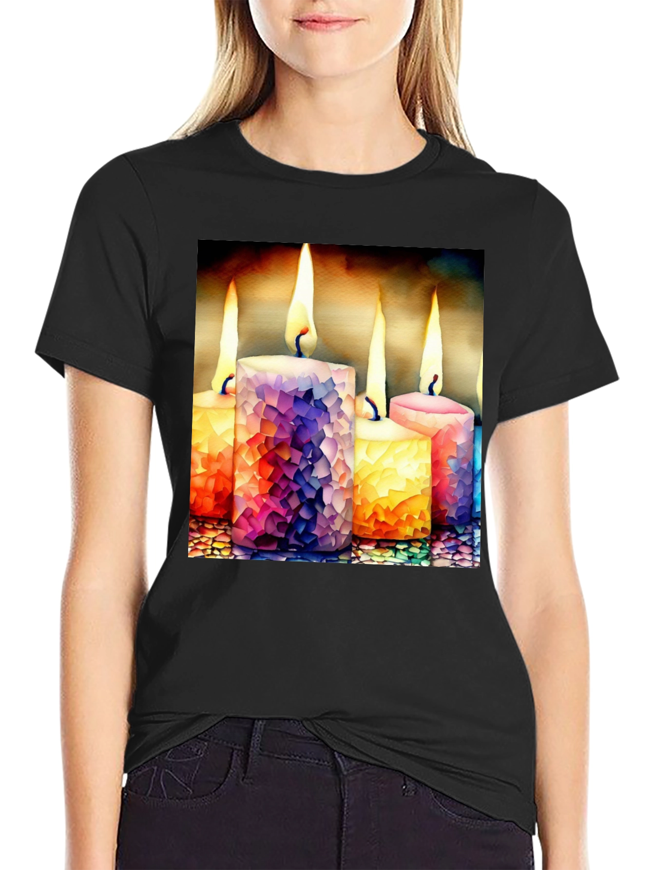 Candle Mosaic Graphic Tee - Stylish Comfort