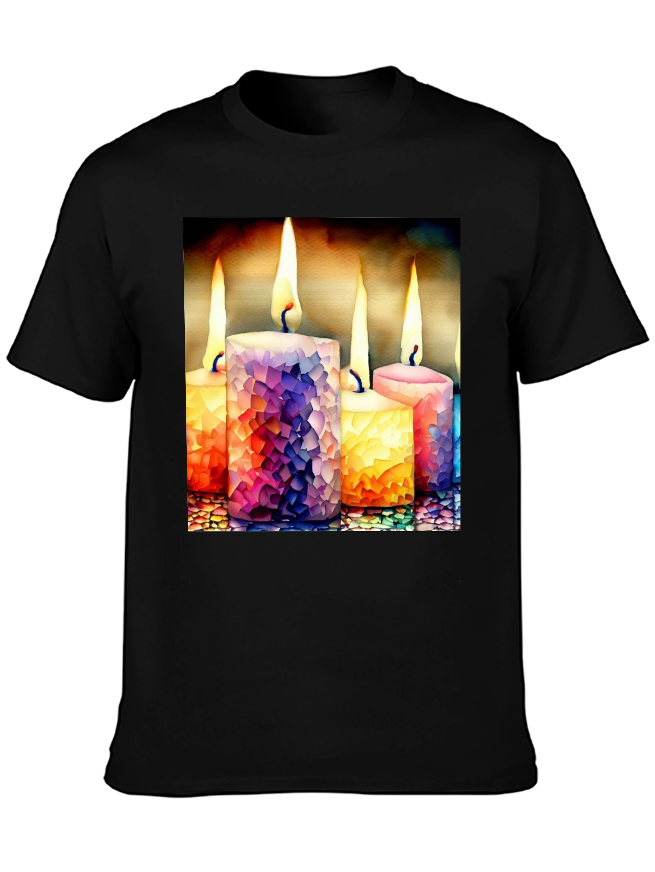 Candle Mosaic Graphic Tee - Stylish Comfort